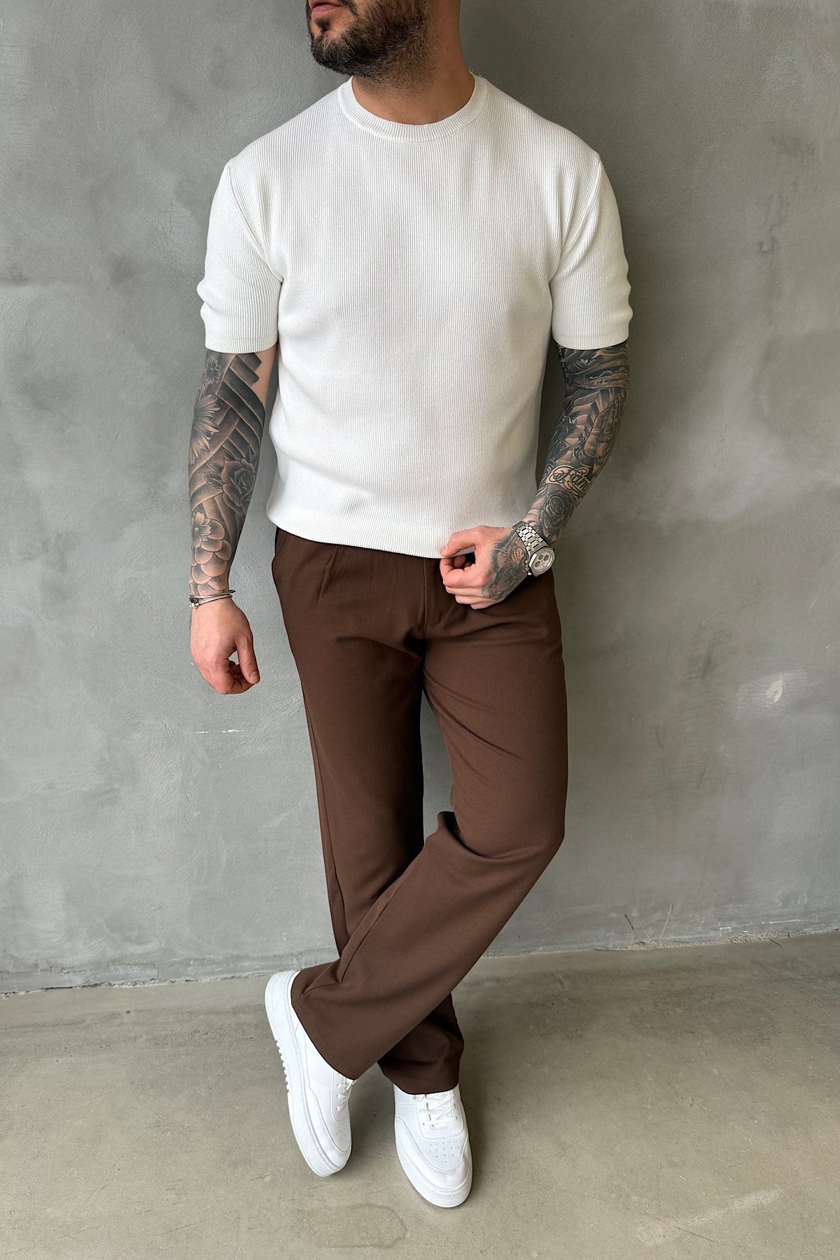 Beyaz Basic Triko T-Shirt