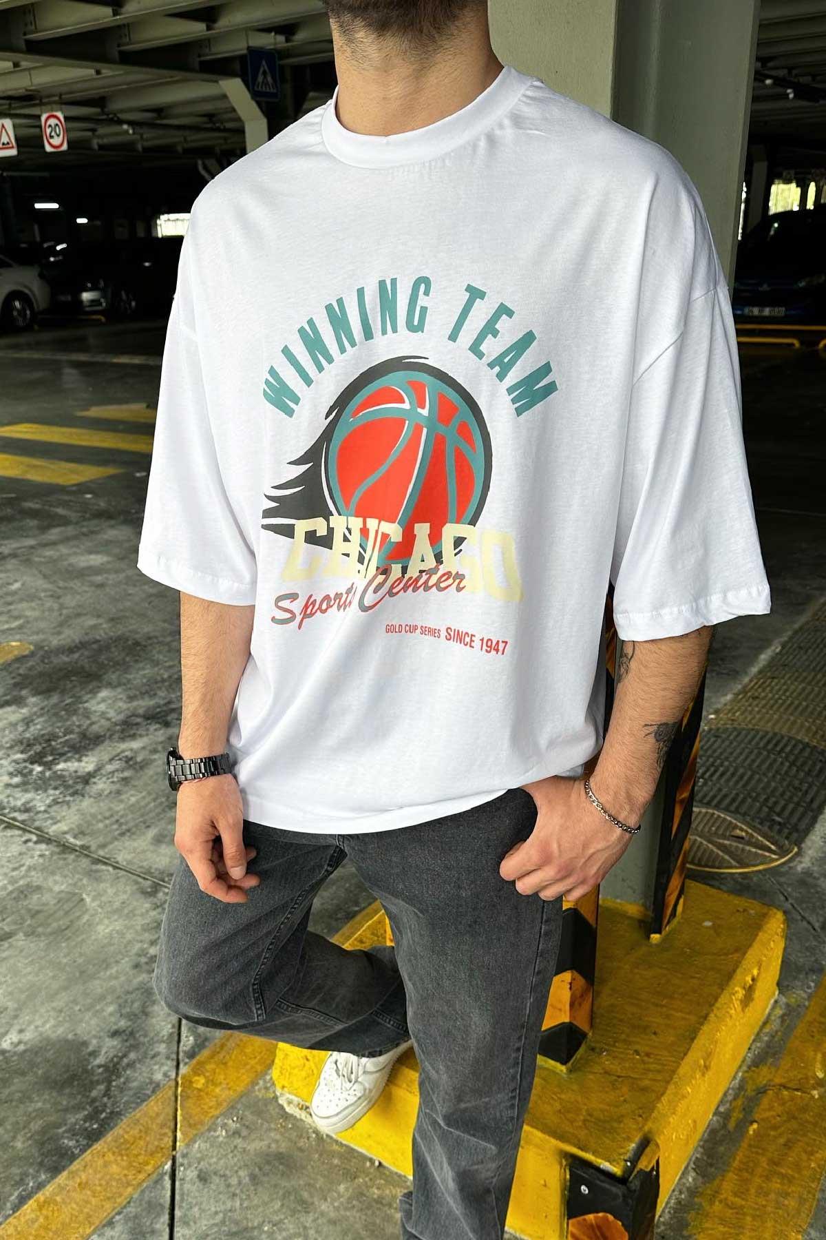Beyaz Bol Kalıp T-Shirt