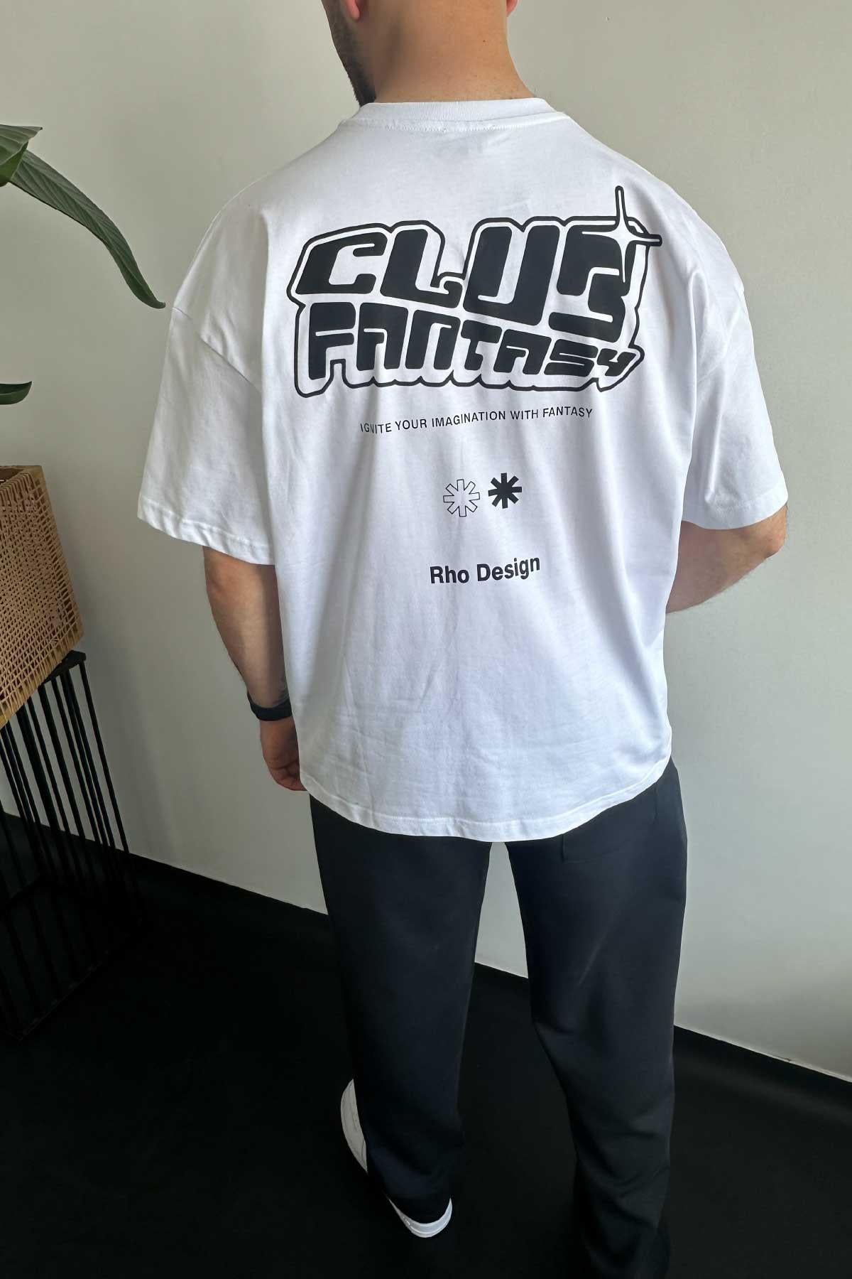 Beyaz Club Fantasy Baskılı T-Shirt