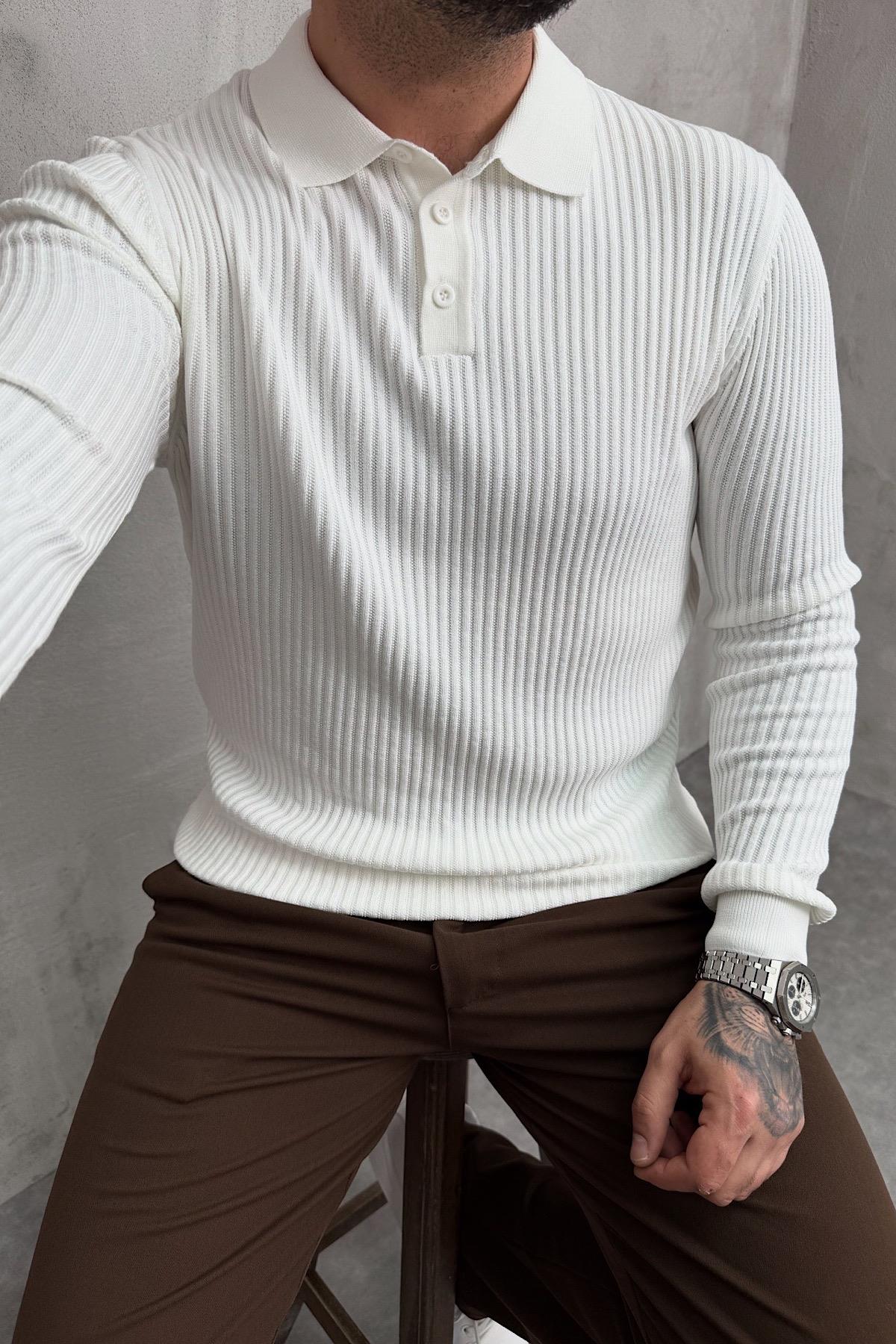 Beyaz Fitilli Giesto Triko 