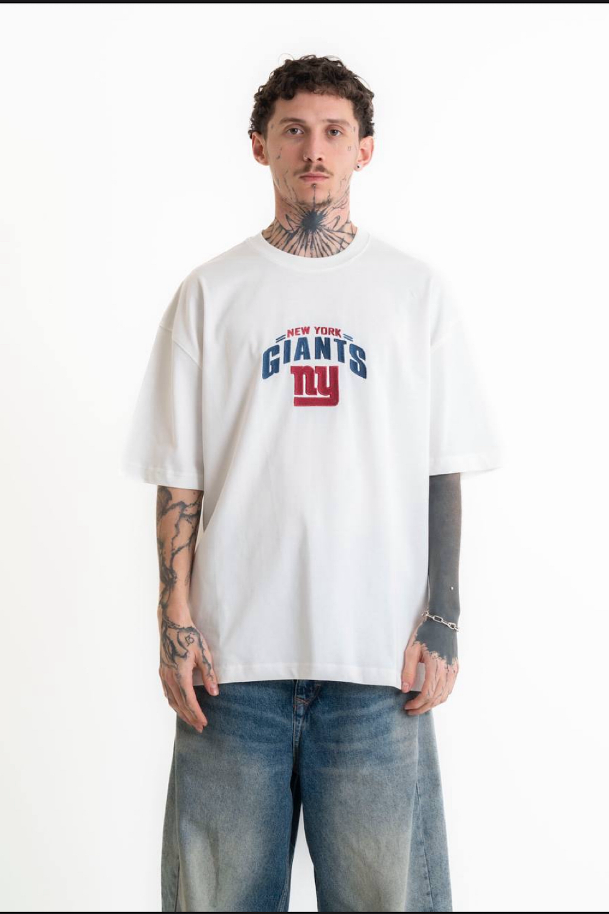Beyaz Giants Baskılı T-Shirt