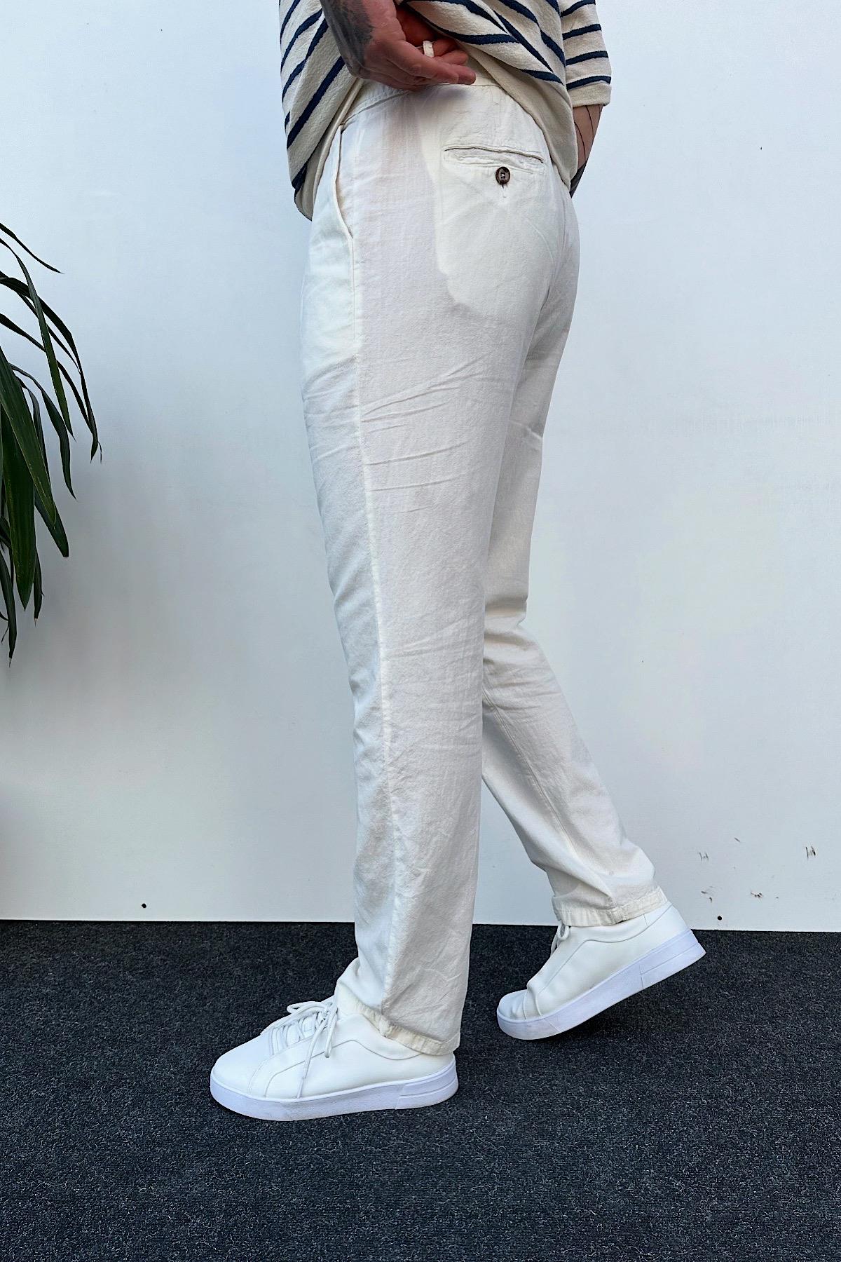 Beyaz Keten Pantolon