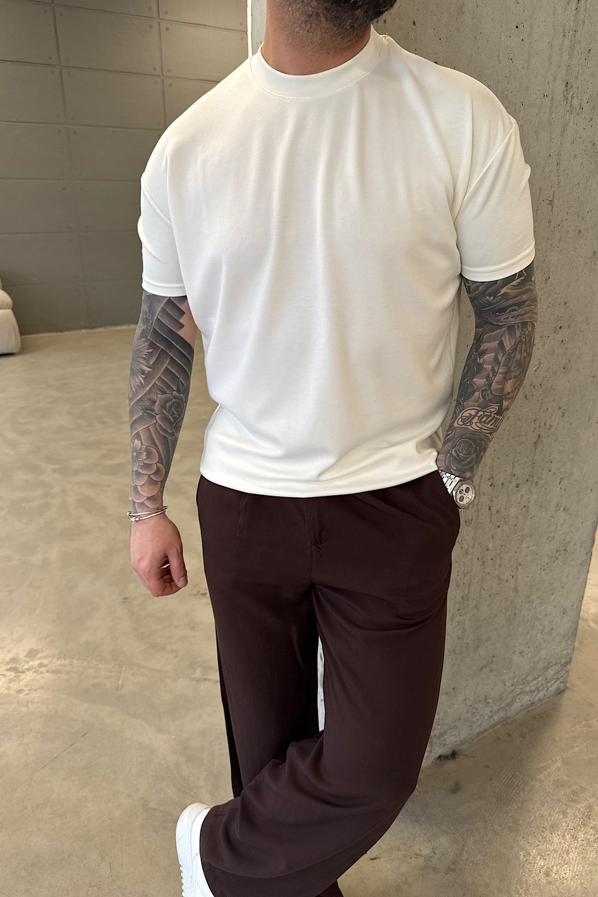 Beyaz Oysho Kumaş Basic T-shirt