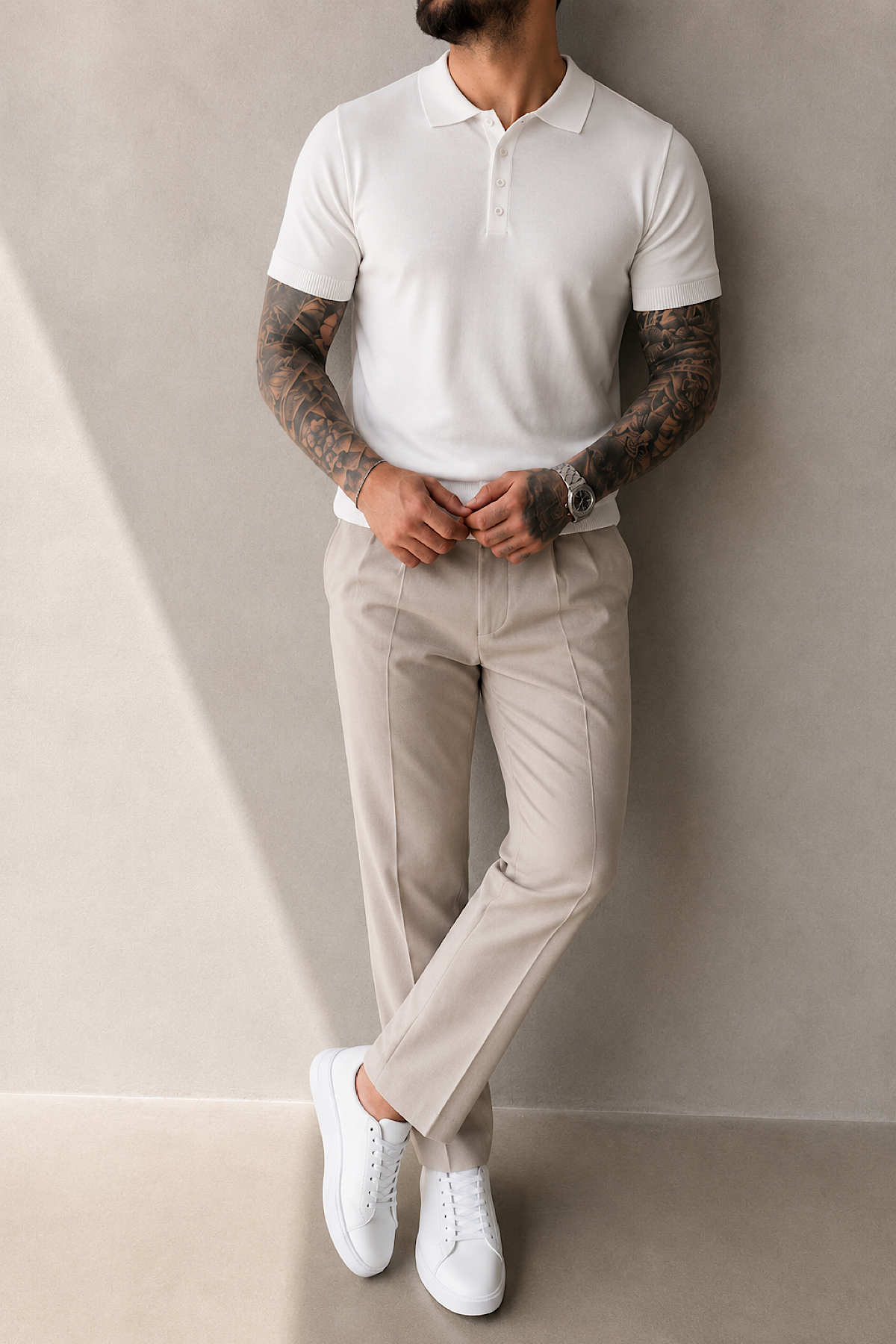Beyaz Polo Yaka T-Shirt