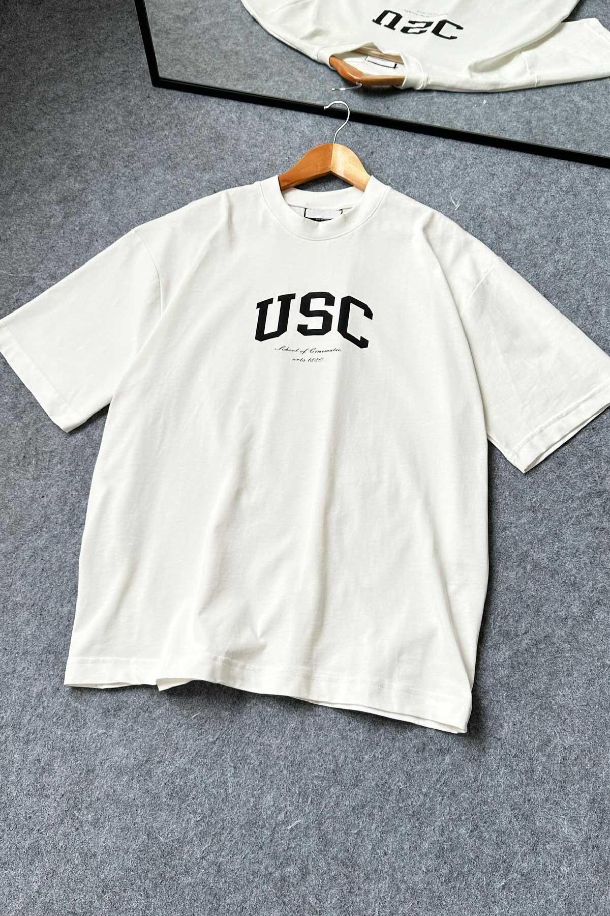 Beyaz USC Oversize T-Shirt