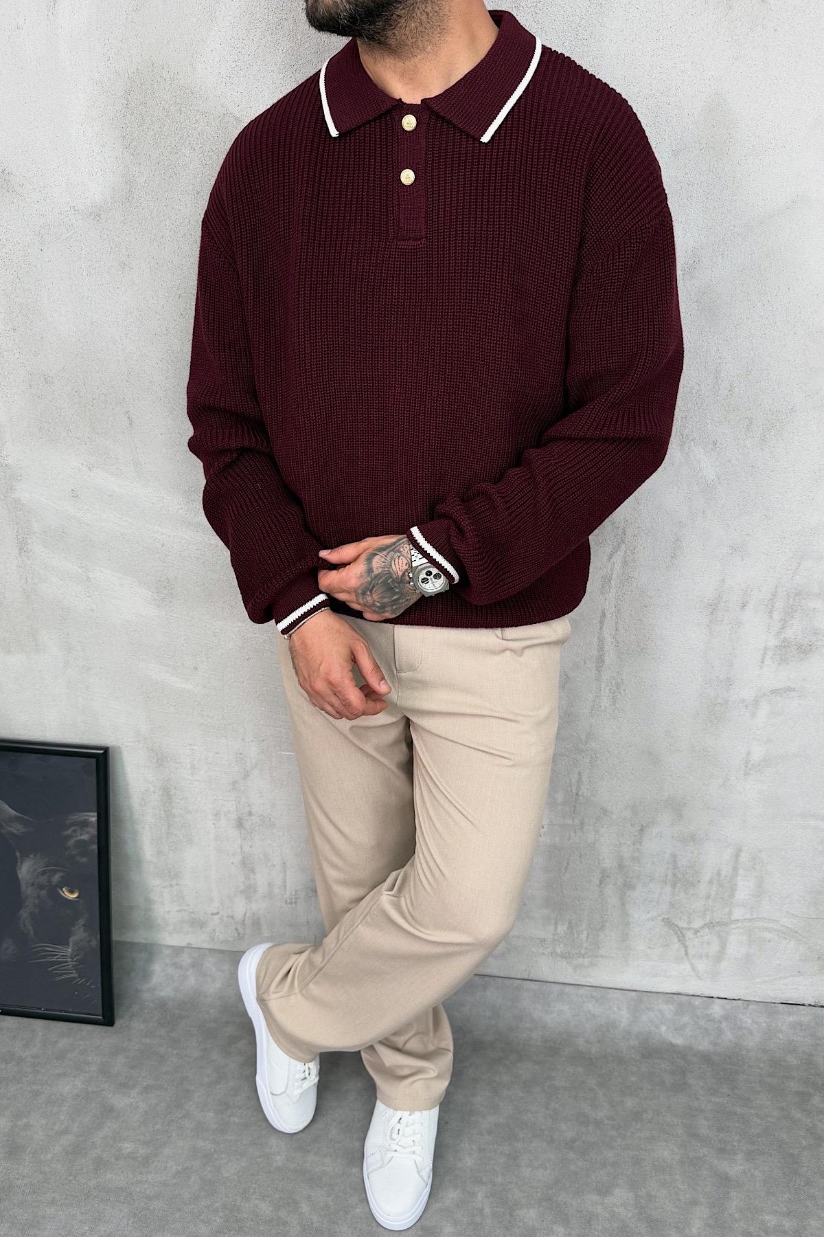 Bordo Polo Yaka Triko