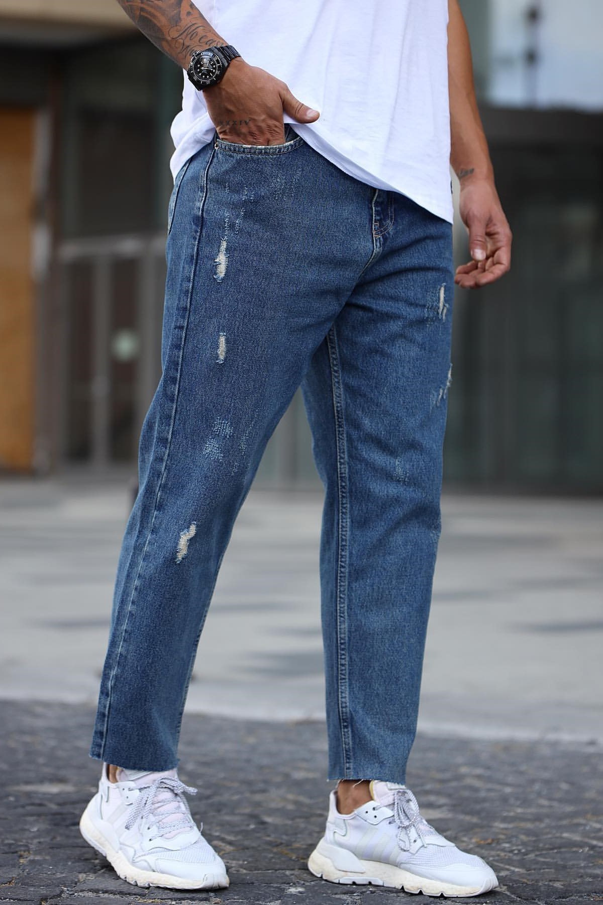 BOYFRIEND YIRTIK DETAY JEANS MAVİ