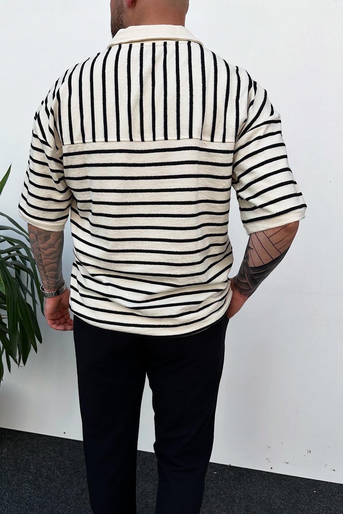 Çizgili Polo Yaka T-Shirt