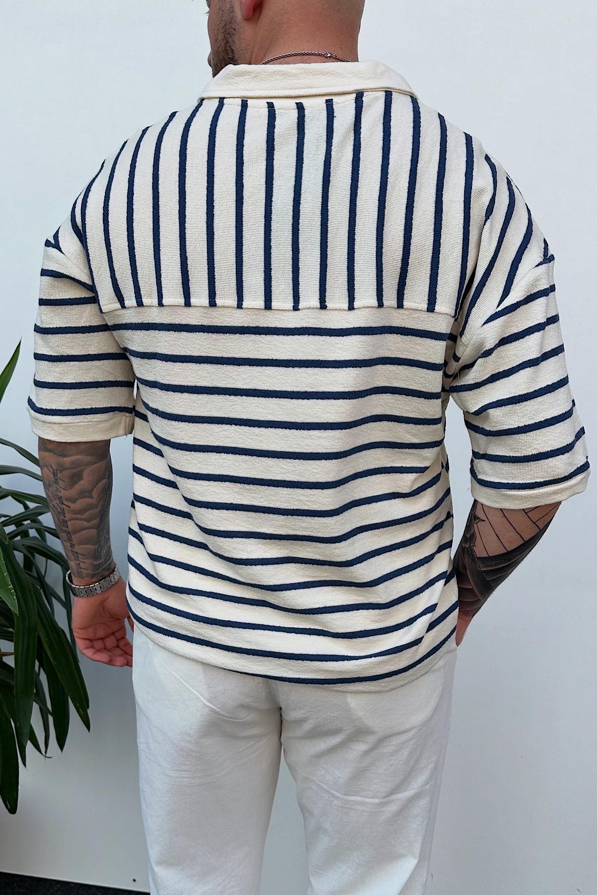 Çizgili Polo Yaka T-Shirt