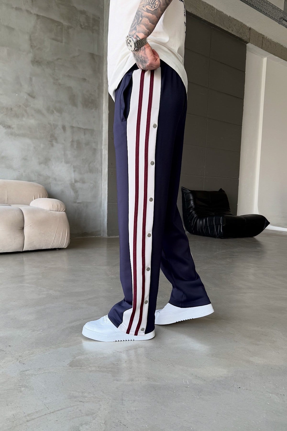 Dalgıç Kumaş Baggy Çıtçıtlı Eşofman Lacivert