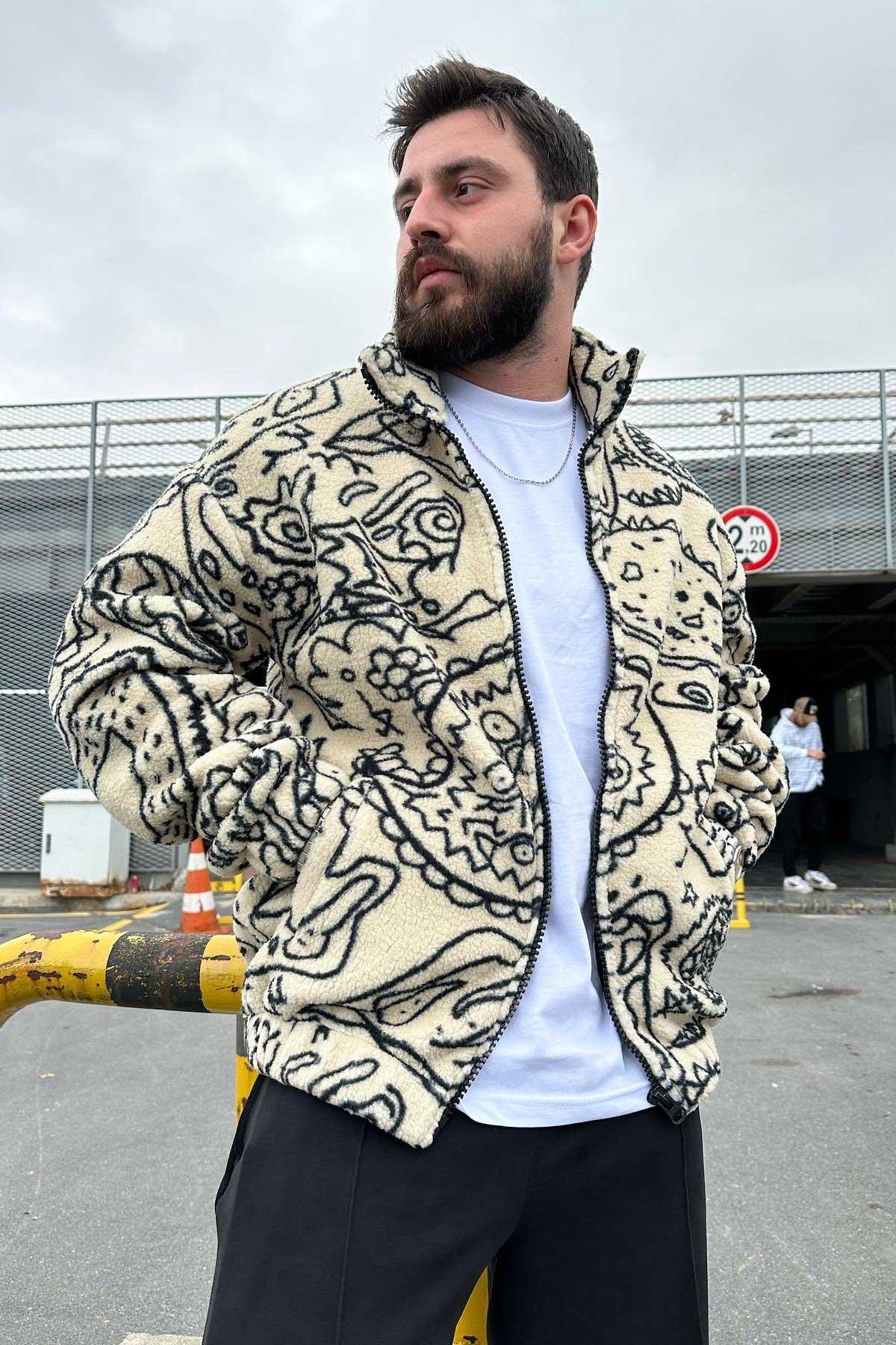 Desenli Fermuarlı Peluş