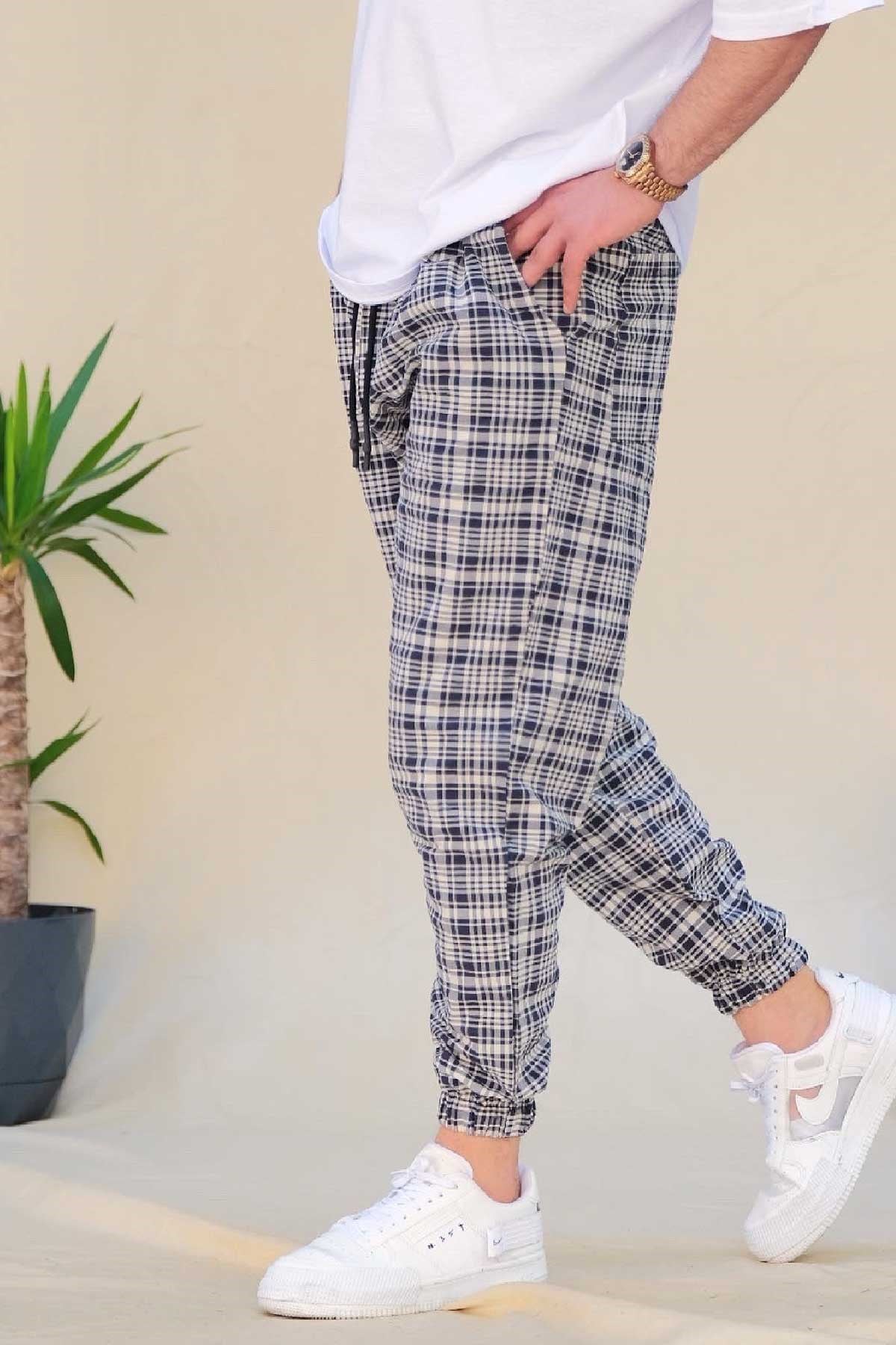 Ekose Paçası Lastikli Jogger