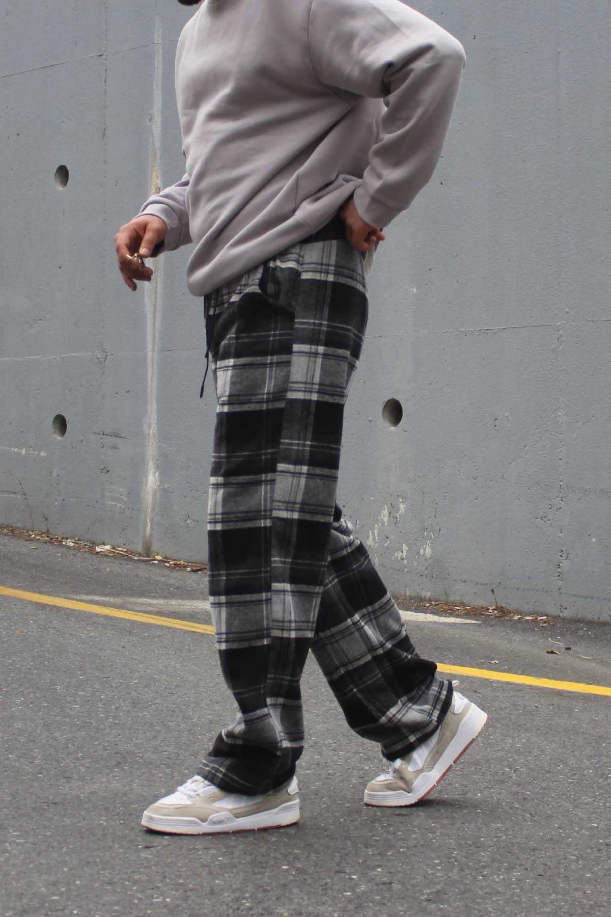 Ekose Siya Gri Pantolon 