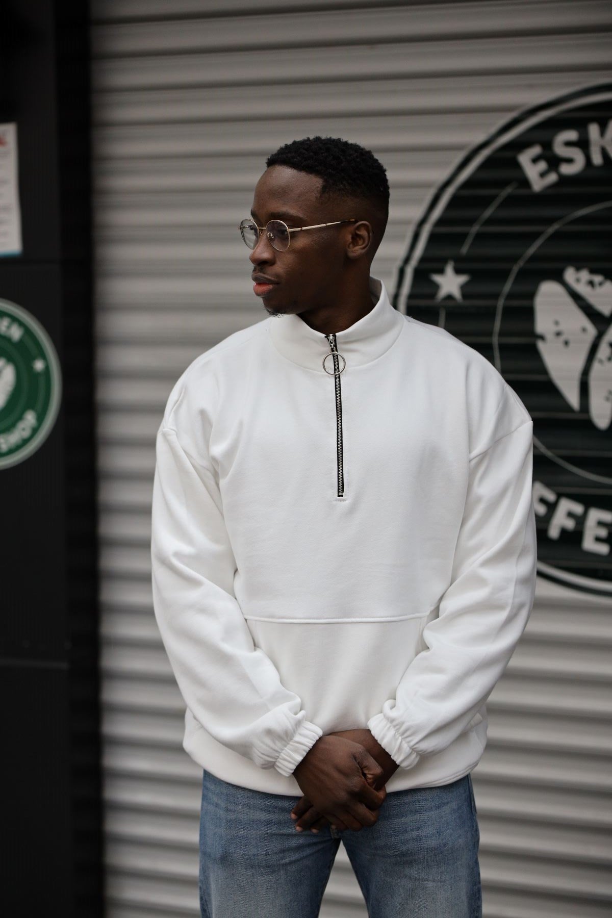 FERMUARLI SWEATSHIRT BEYAZ