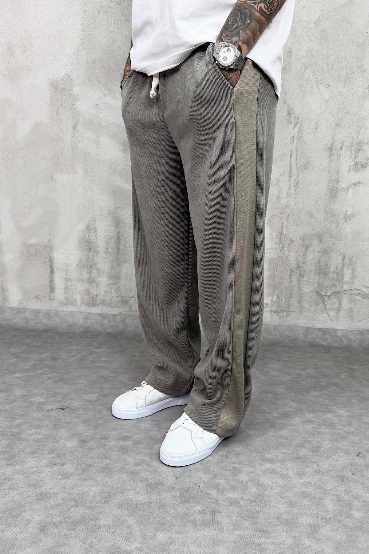 Füme Fitilli Kadife Pantolon