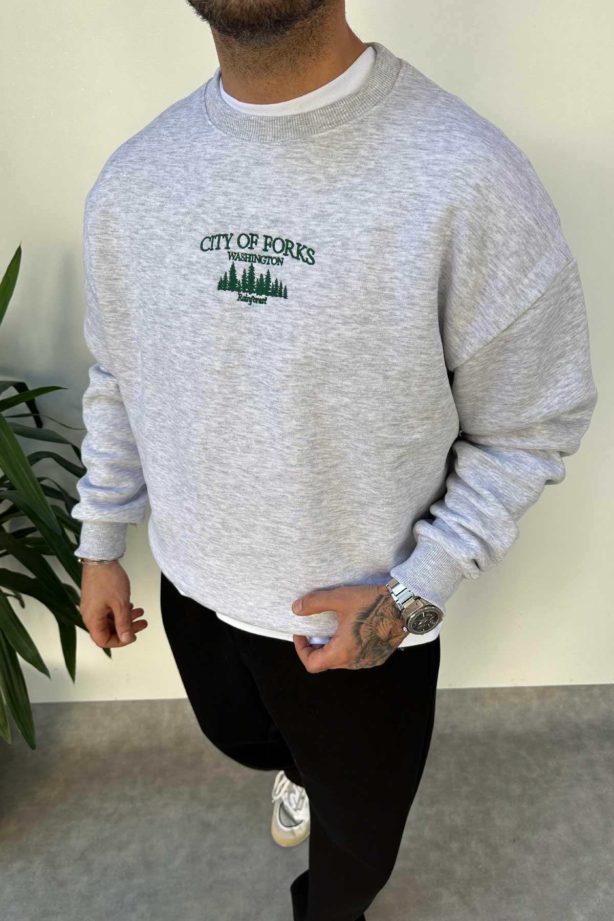 Gri Baskılı Sweat