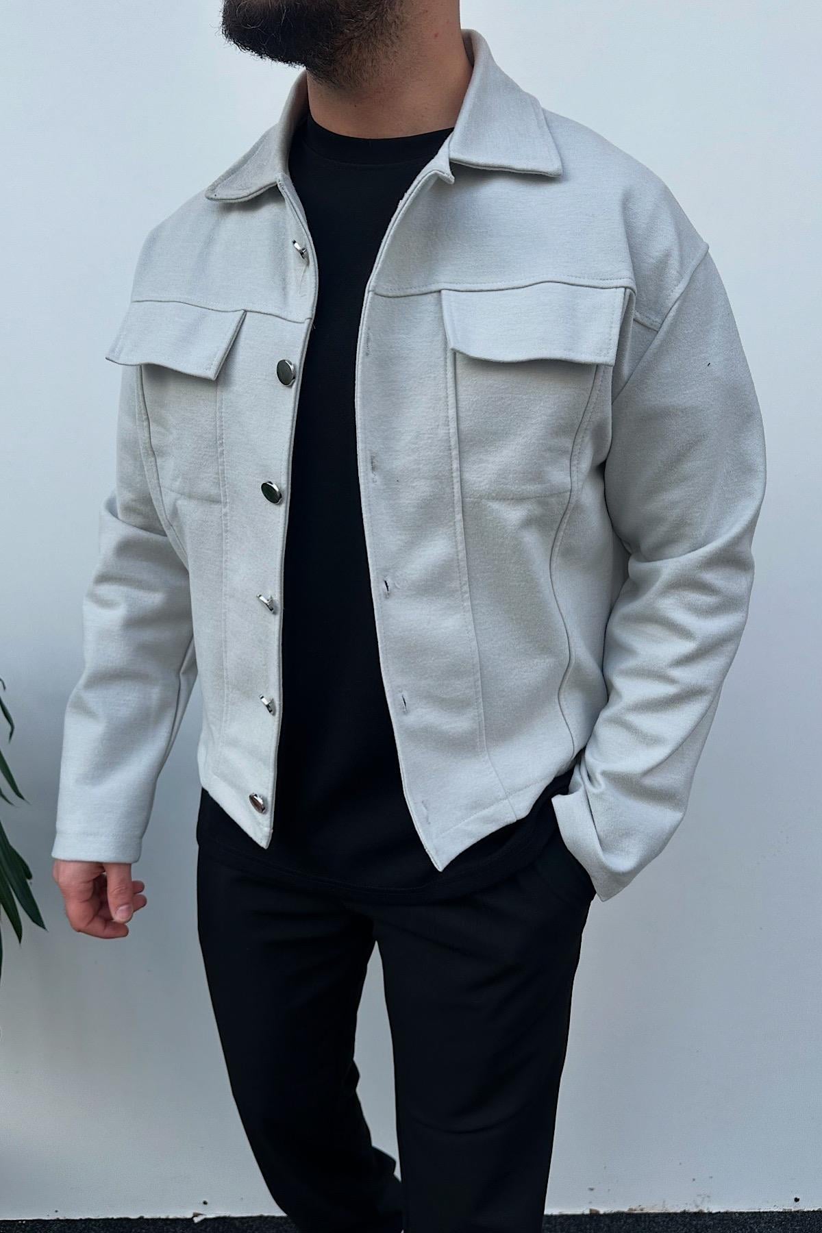 Gri Düğmeli Ceket 