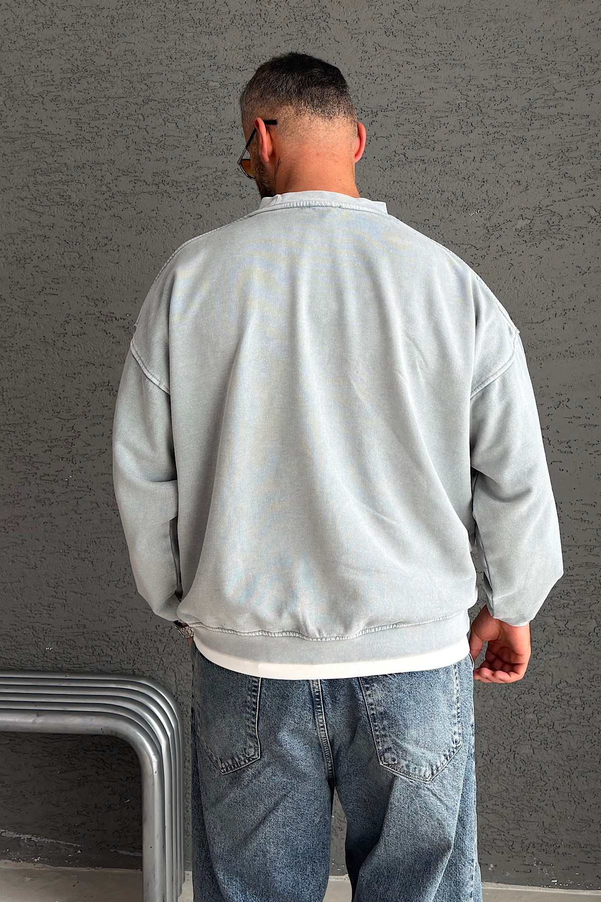 Gri Mercy Yıkamalı  Basic Sweatshirt