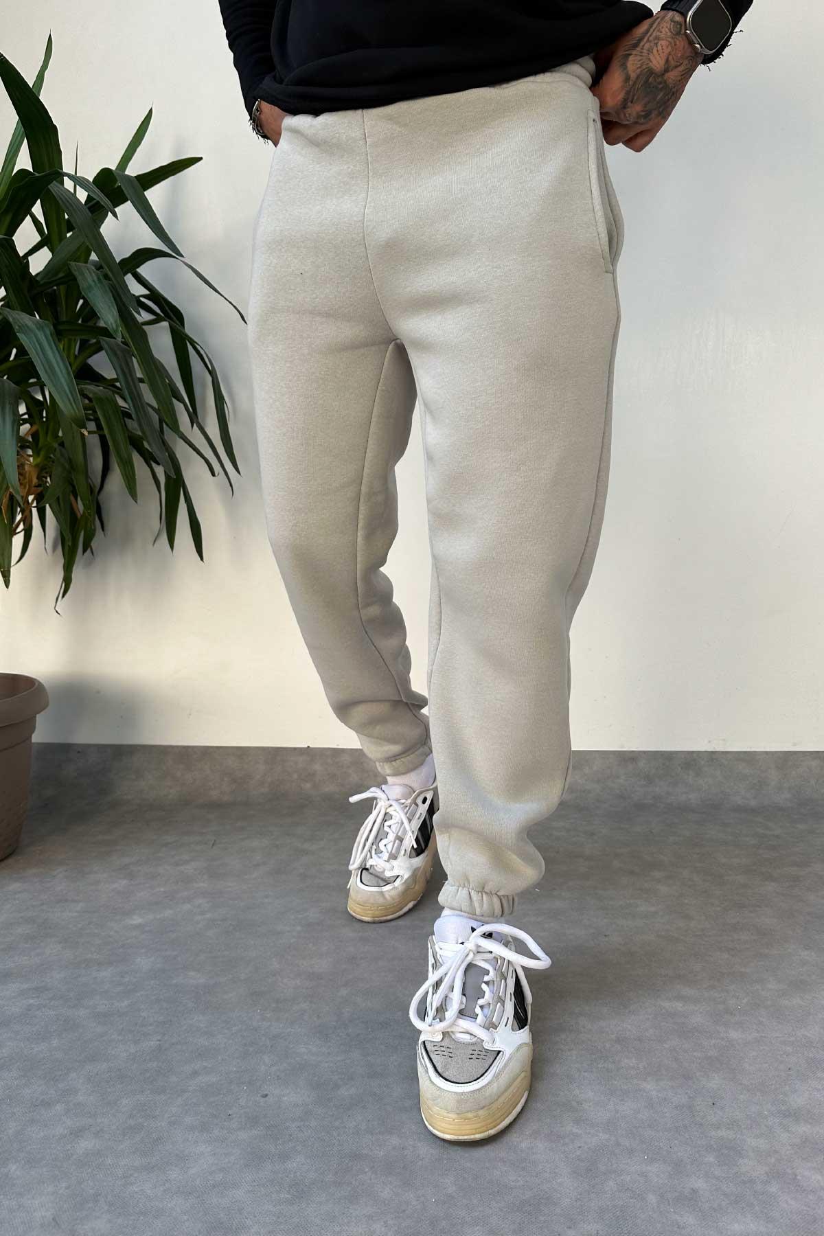 Gri Paçası Lastikli Eşofman