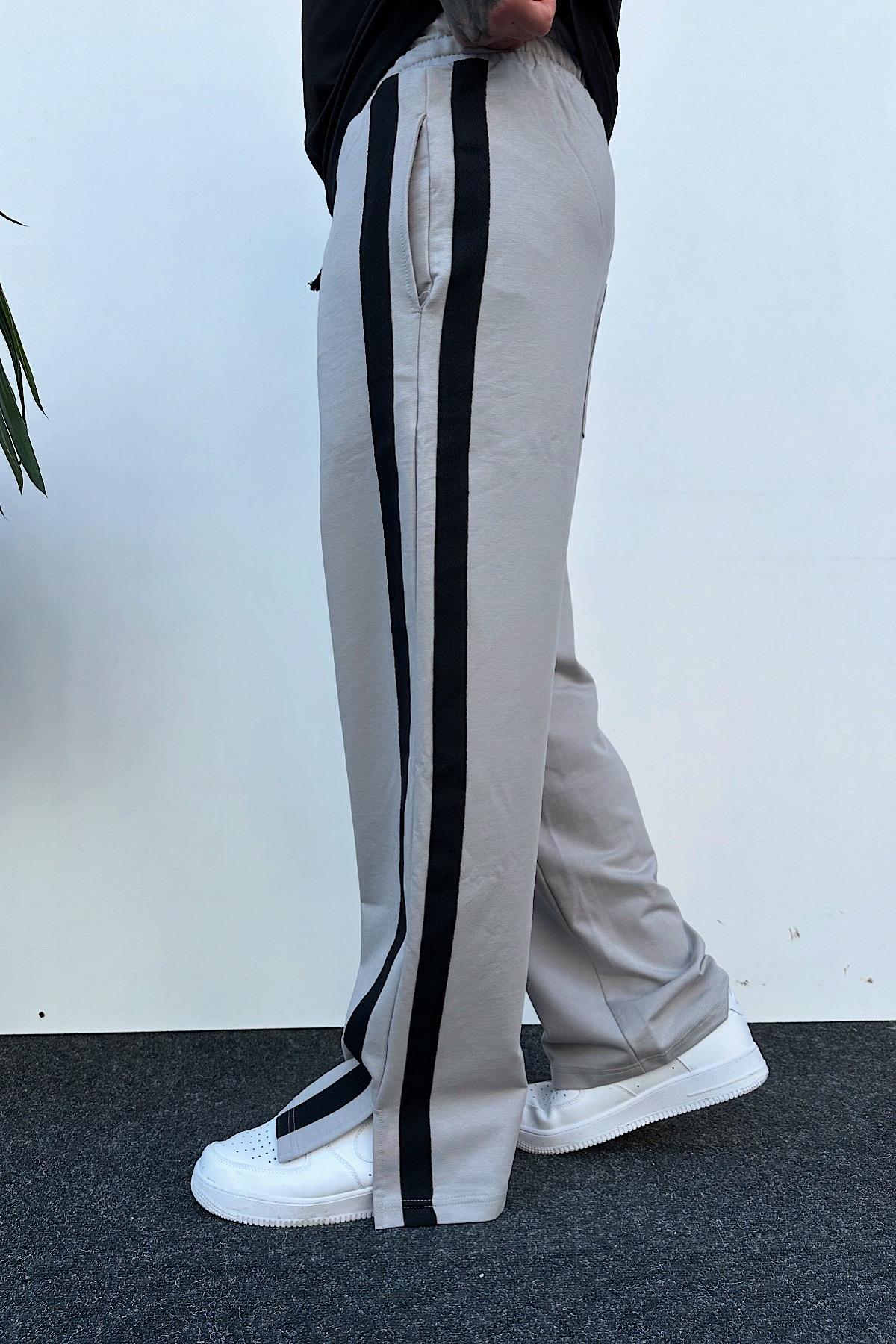 Gri Şerit Detaylı Baggy Eşofman