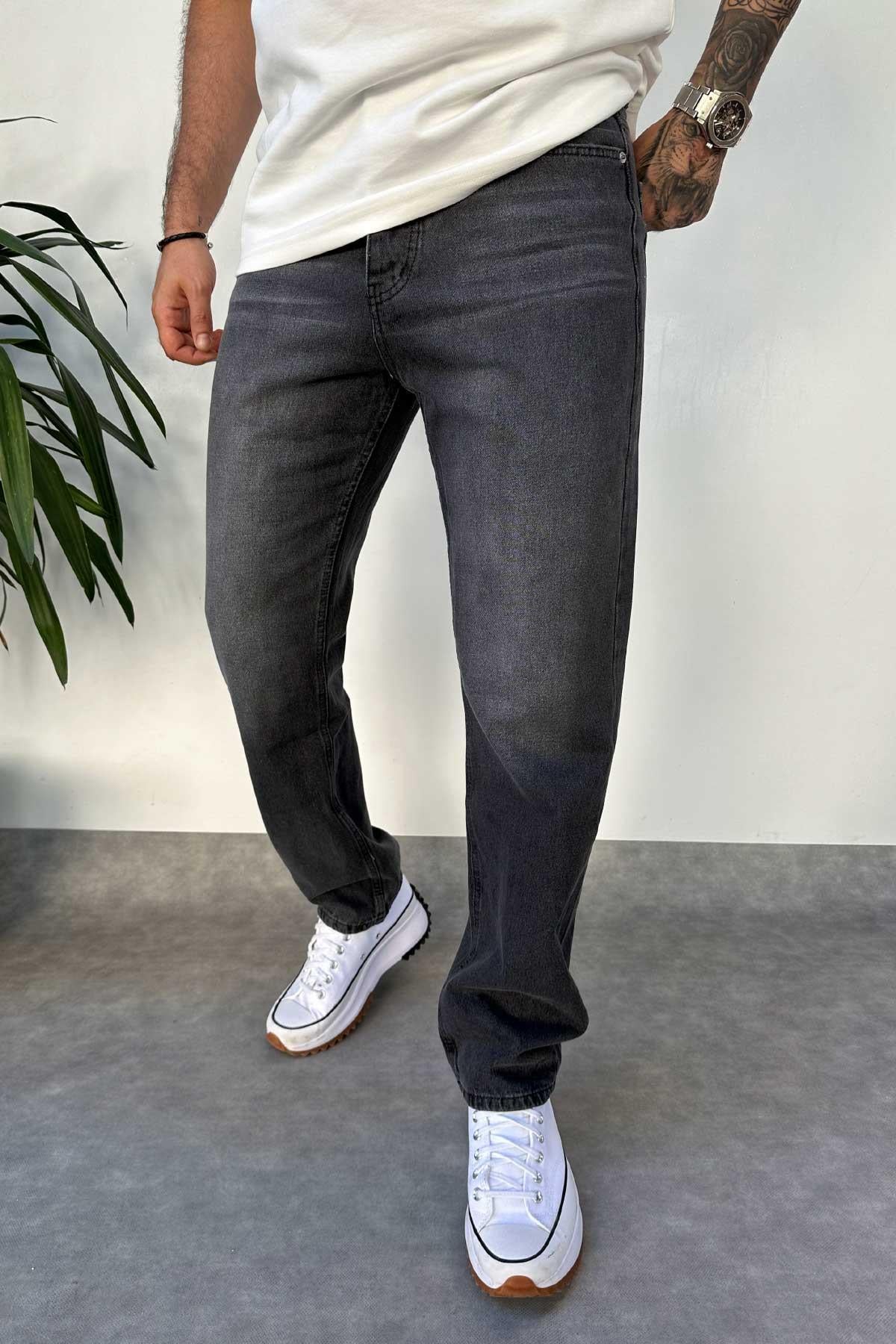 Gri Yıkamalı Baggy Jean