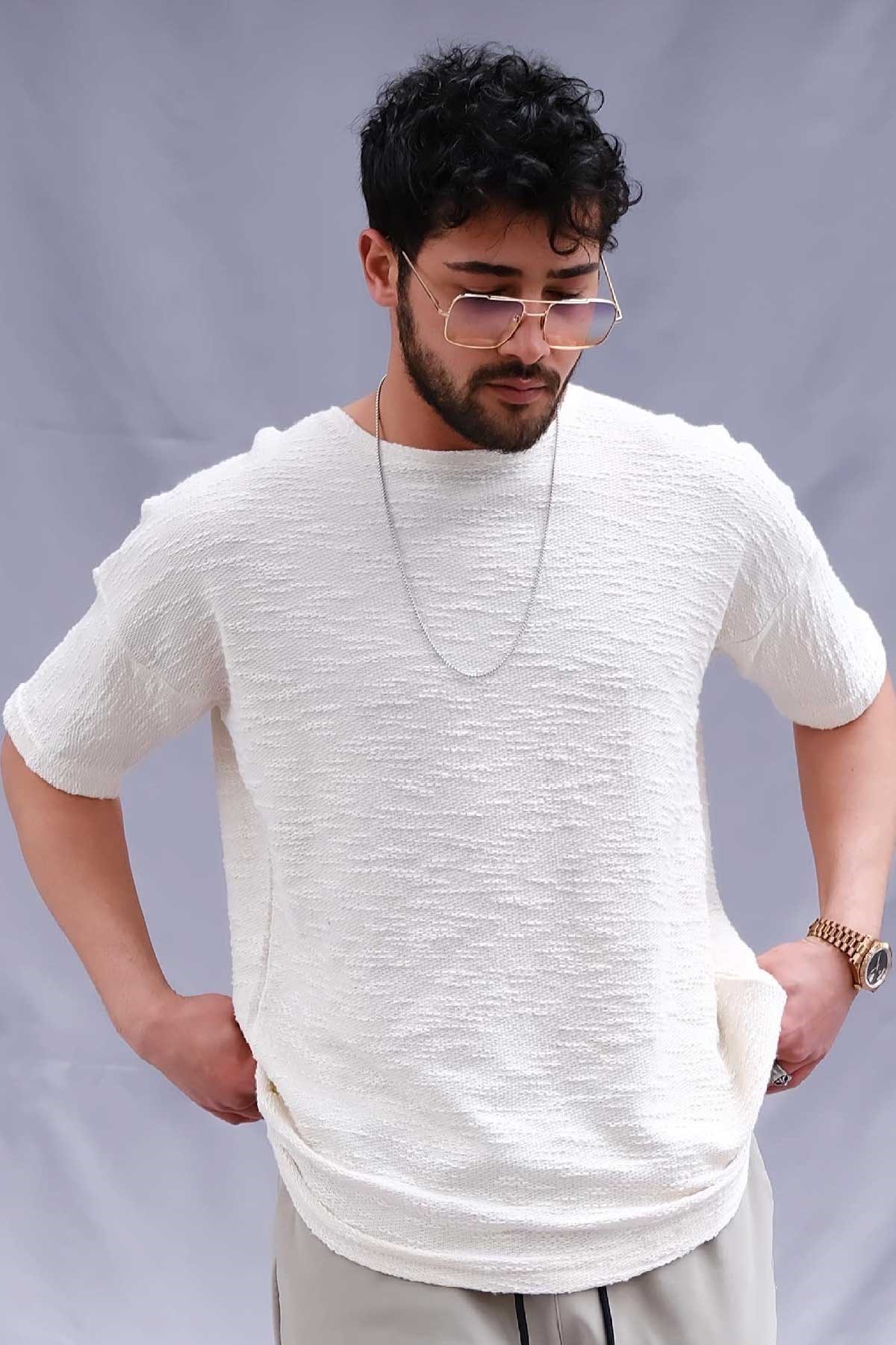 Hafif Bol Kesim Örme T-Shirt