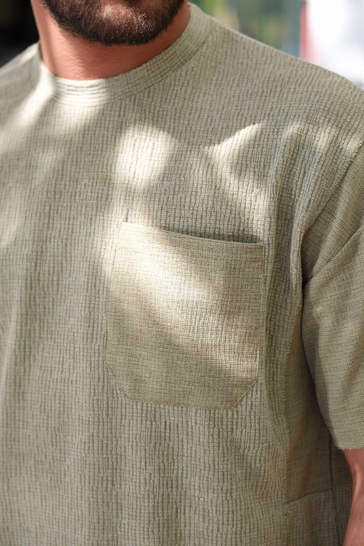 Hafif Oversize Haki Cepli T-Shirt