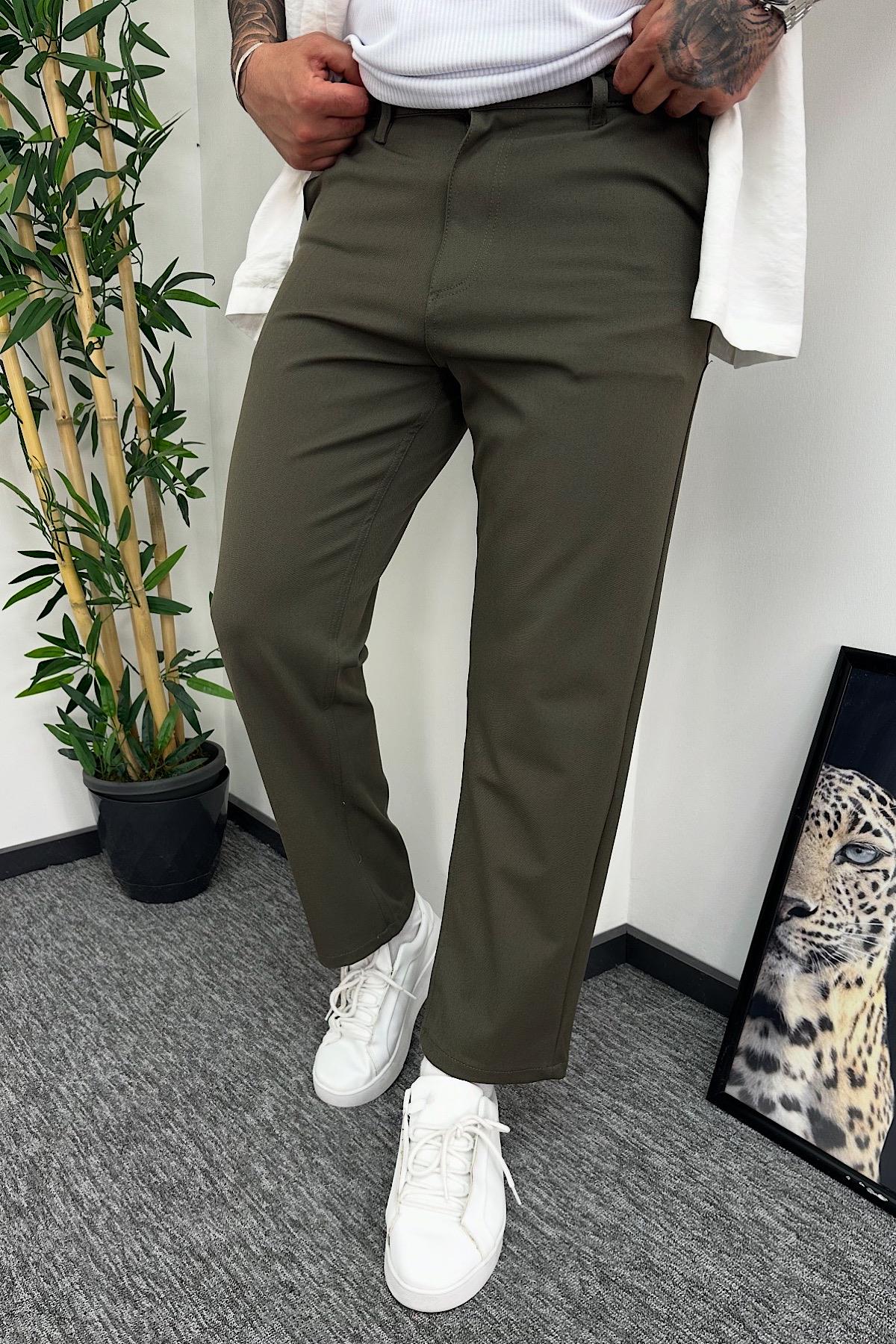 Haki Boyfriend Kumaş Pantolon