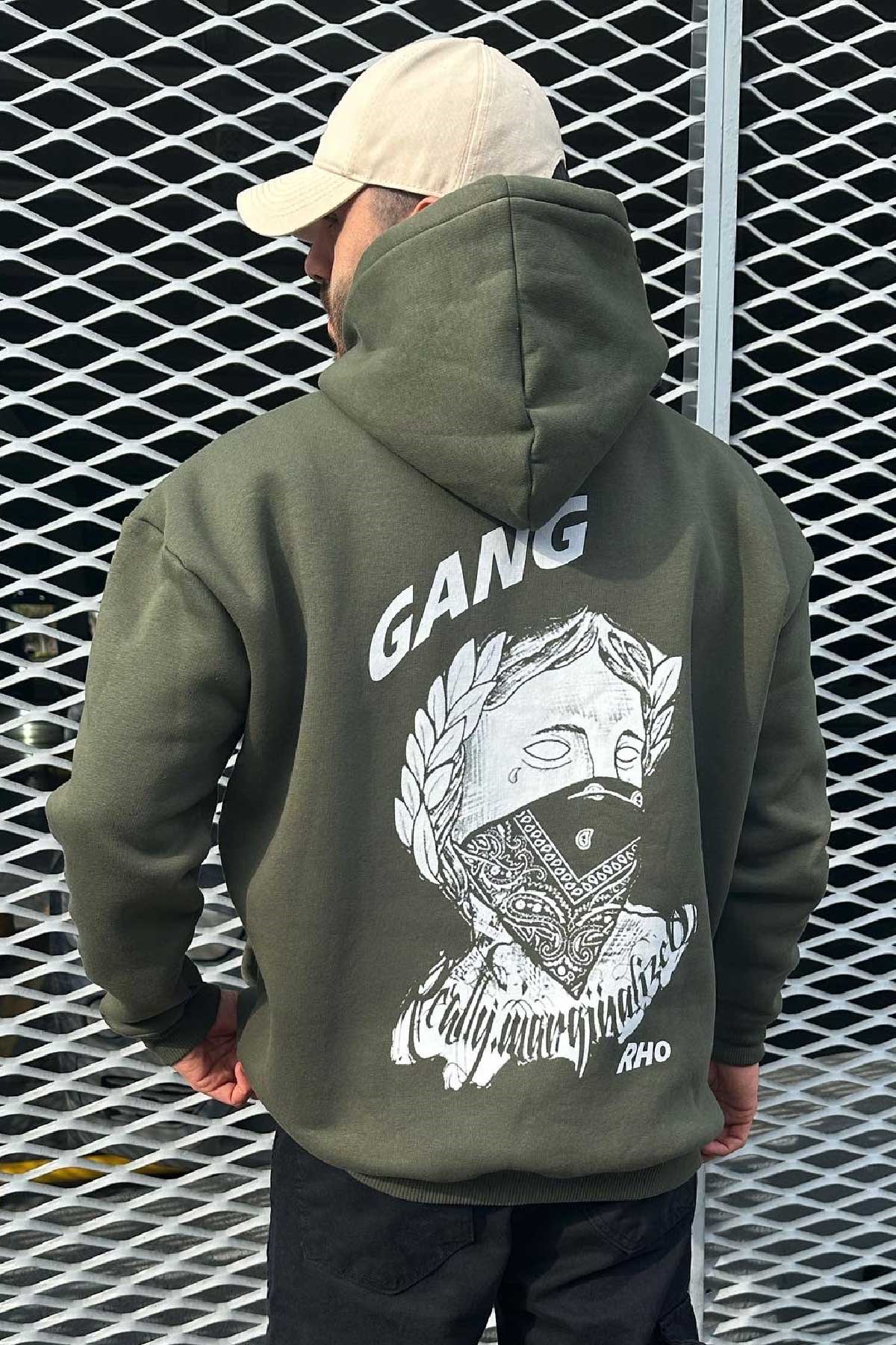 Haki Normal Kalıp Baskılı Sweatshirt