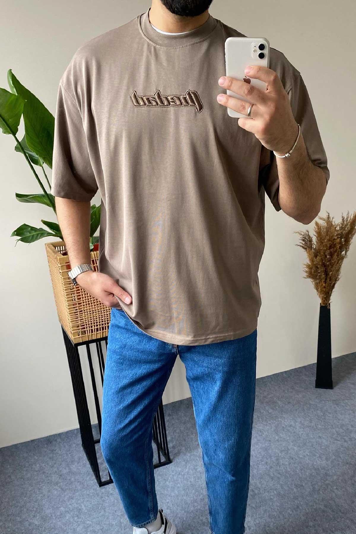 Hardal Önü Nakışlı I-Headed T-Shirt