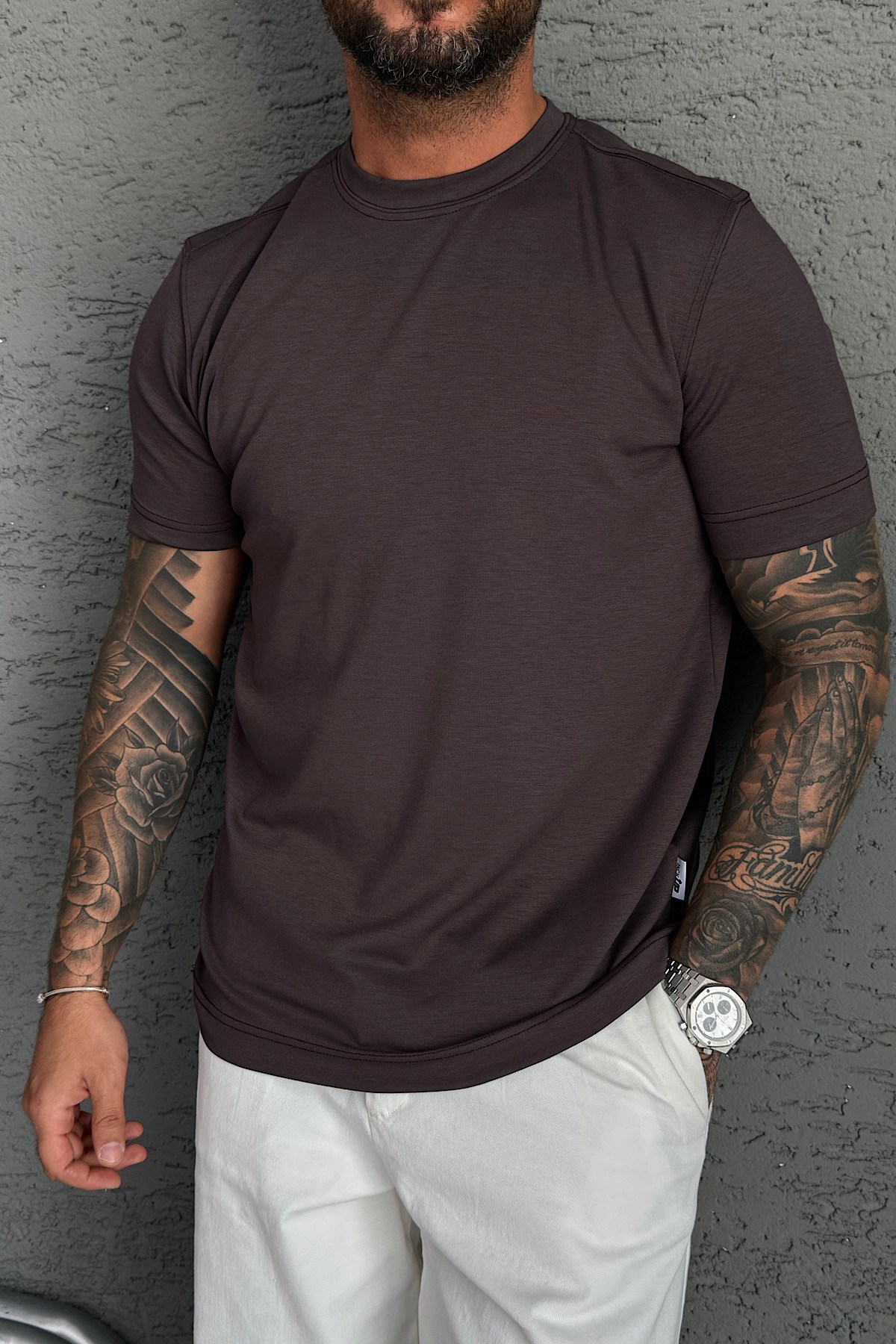 Kahve Oysho Kumaş T-Shirt