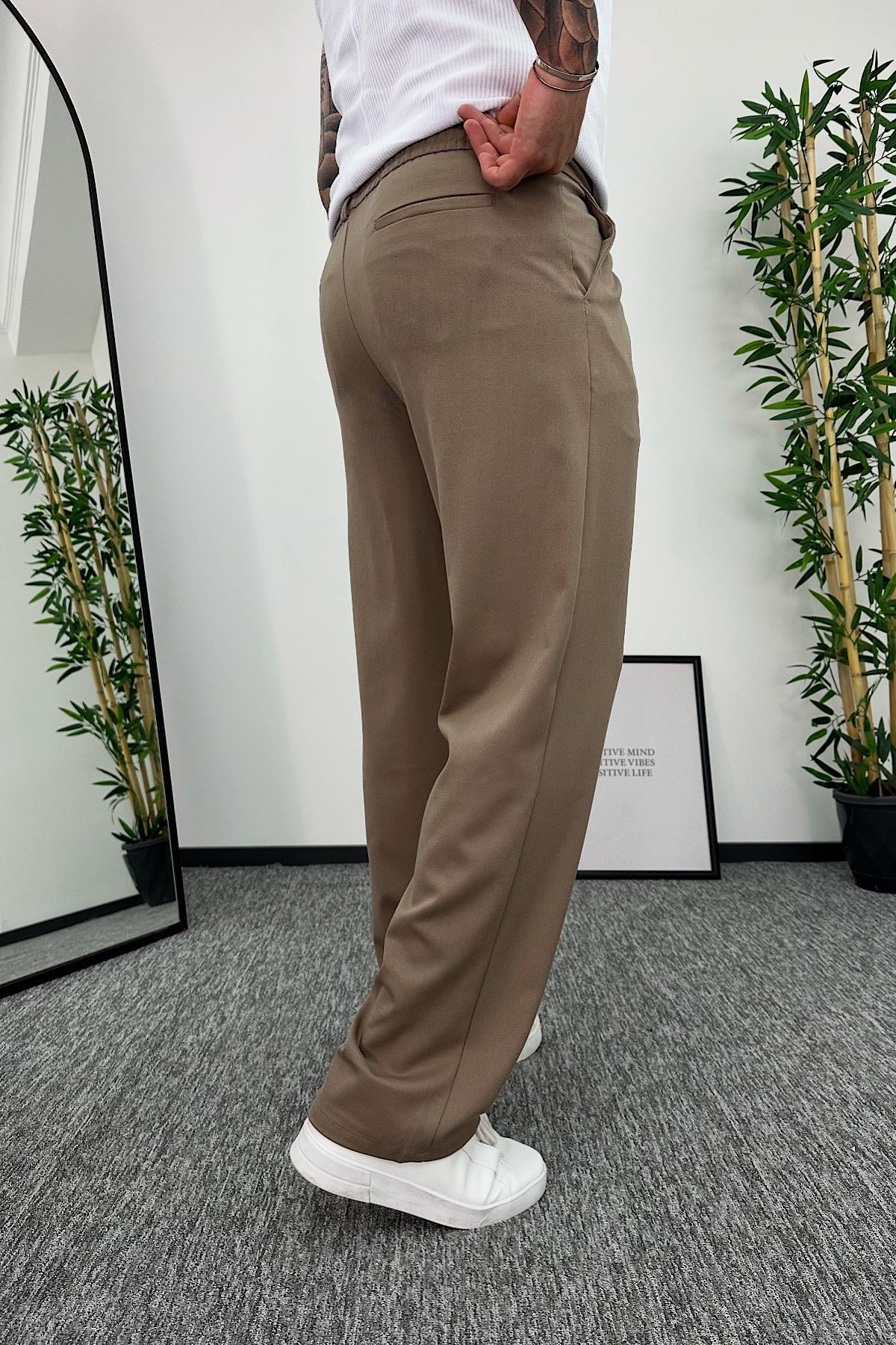 Kahverengi Baggy Kumaş Pantolon