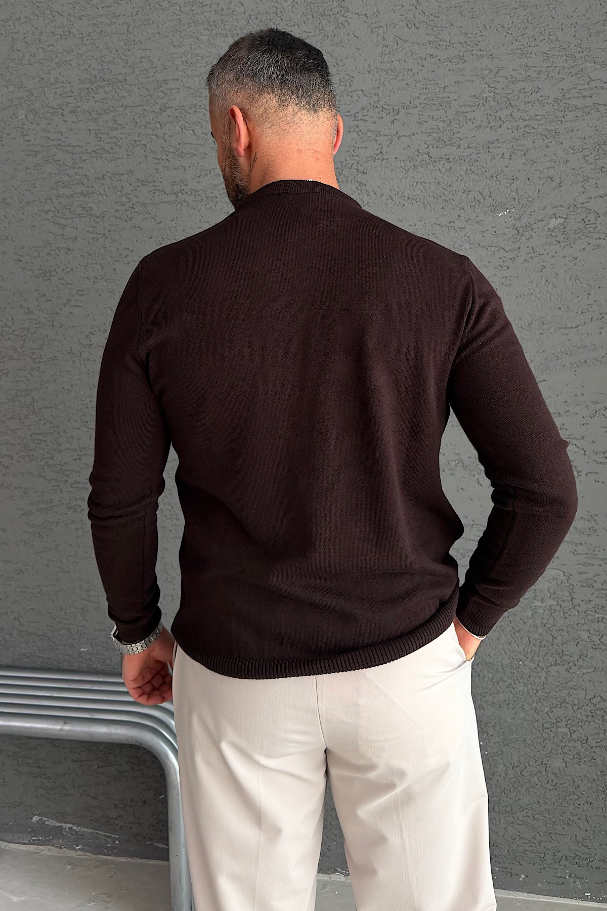 Kahverengi Basic Triko Kazak