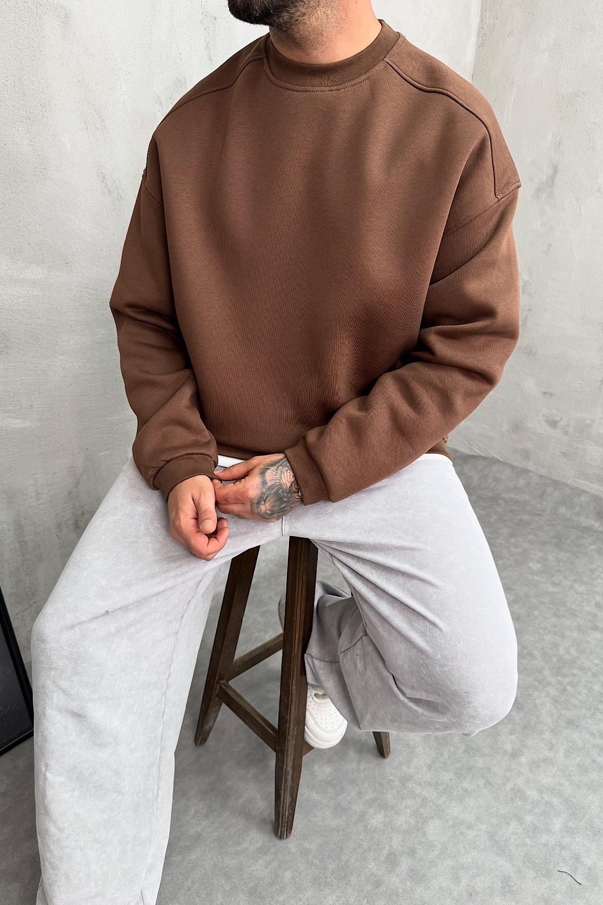 Kahverengi Bassic Sweatshirt
