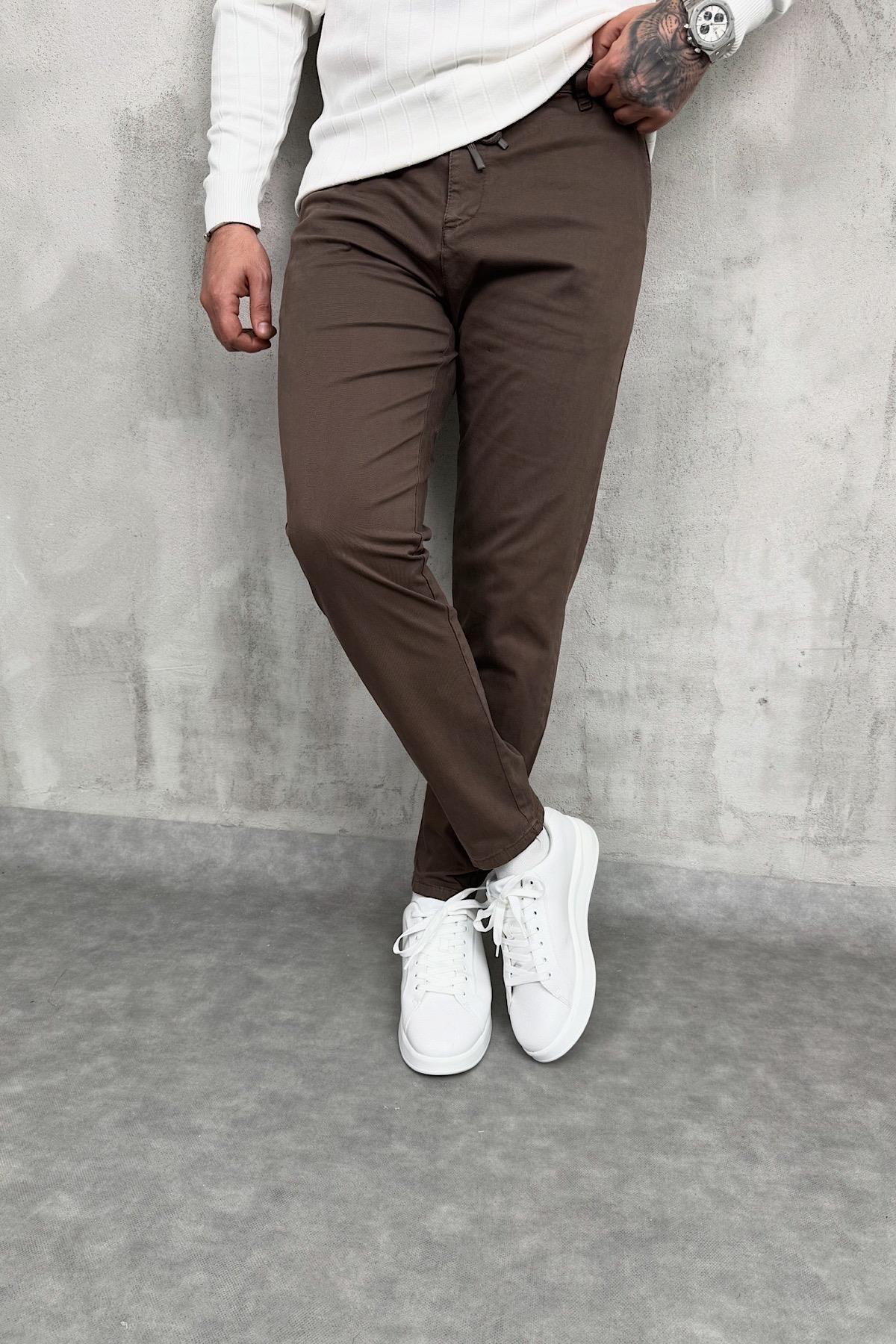 Kahverengi Boyfriend Gabardin Pantolon