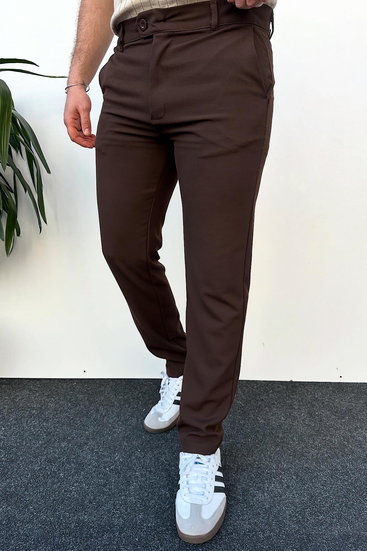 Kahverengi Slim Fit Kumaş Pantolon