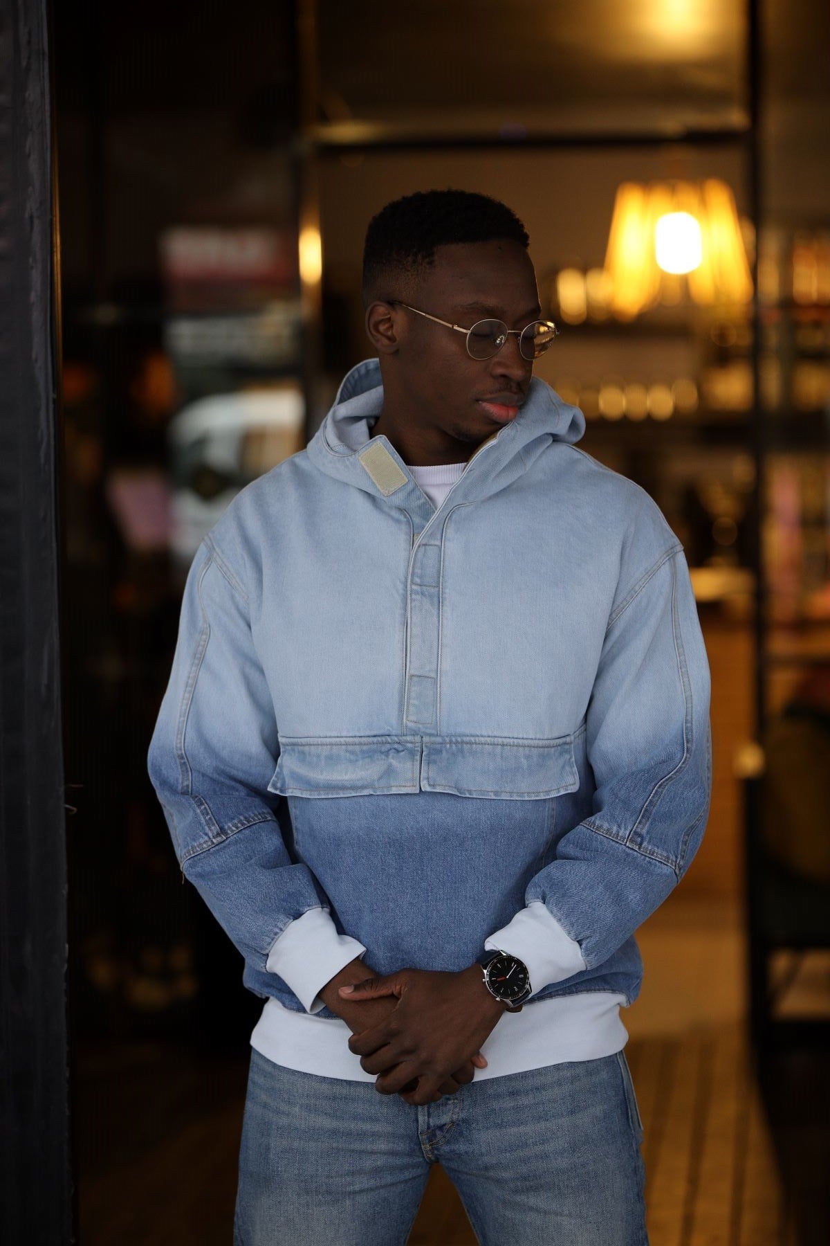 KAPÜŞONLU KOT SWEATSHIRT MAVİ