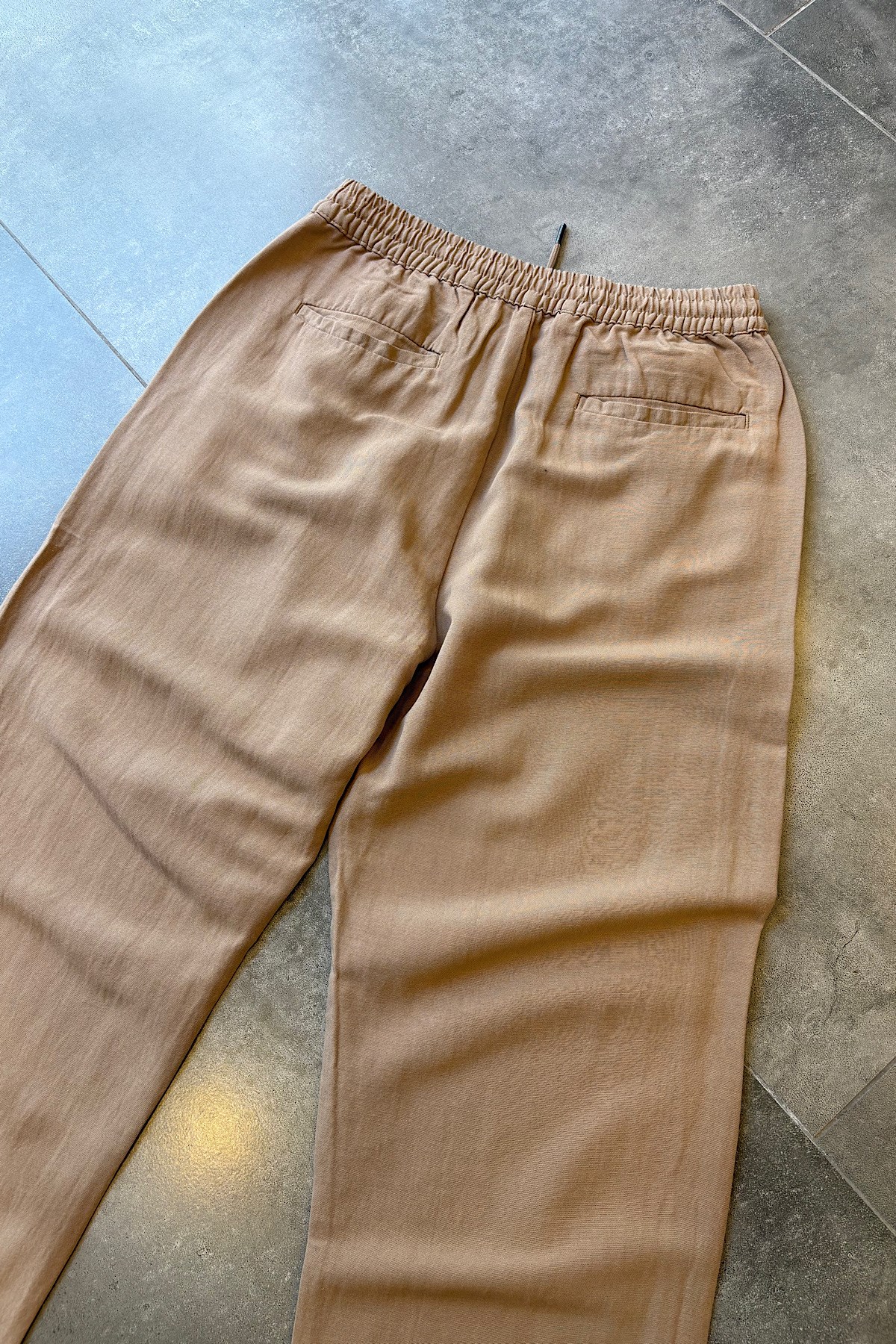 Keten Beli İpli Kahve Pantolon 