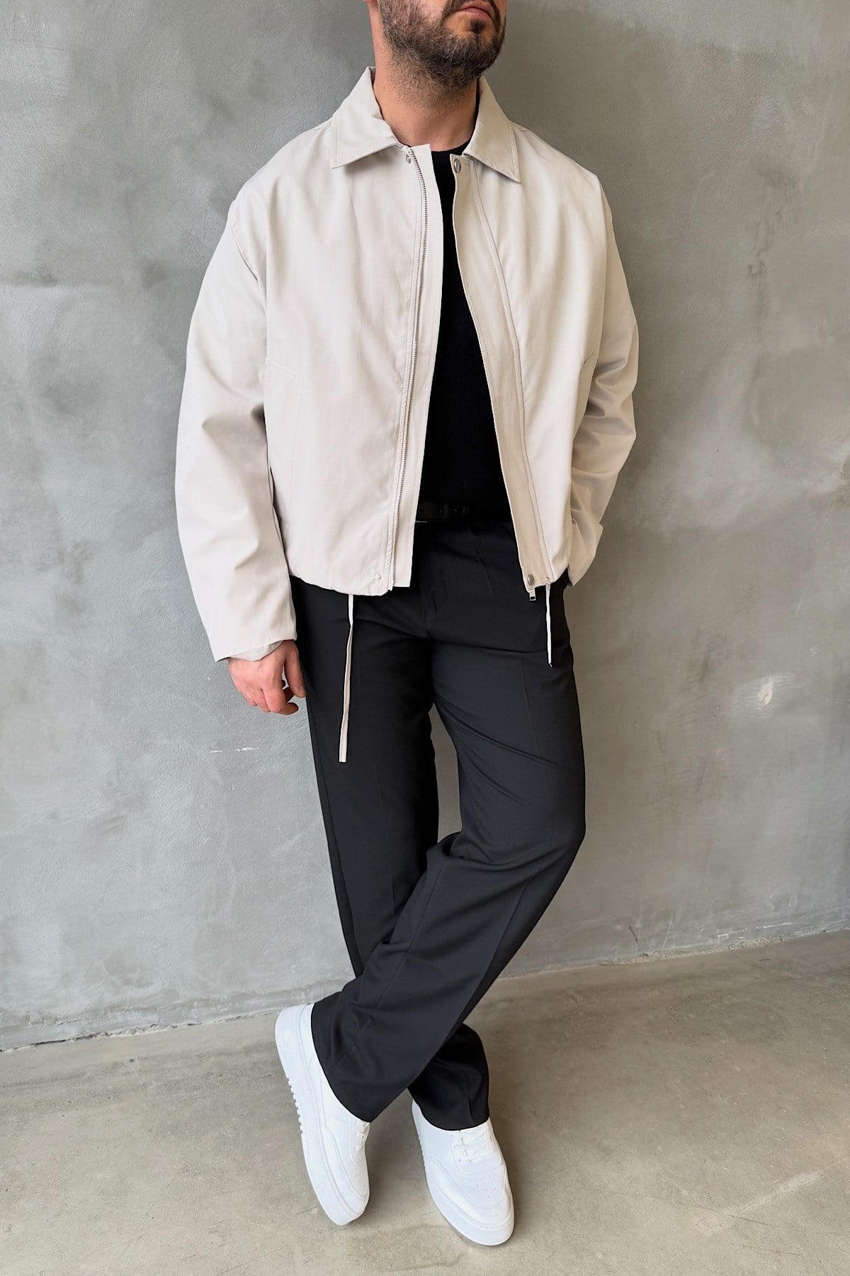 Kırık Beyaz Boxy Fit Oversize Ceket