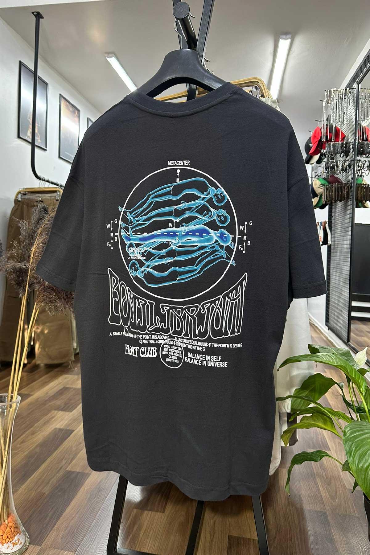 Koyu Antrasit Bol Kalıp T-Shirt