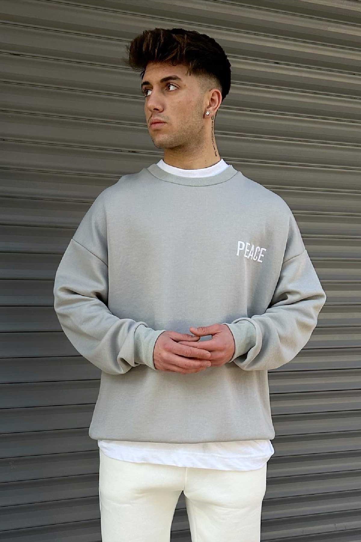 Koyu Bej Peace Sweatshirt