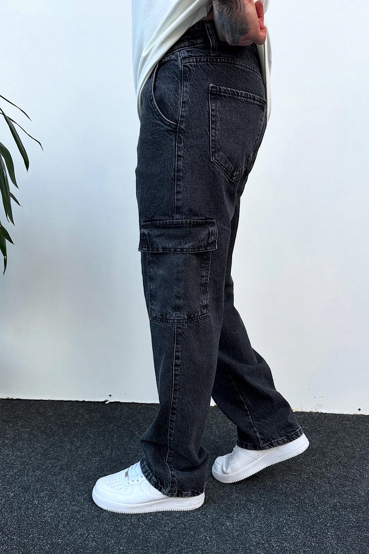 Koyu Gri Cepli Baggy Pantolon