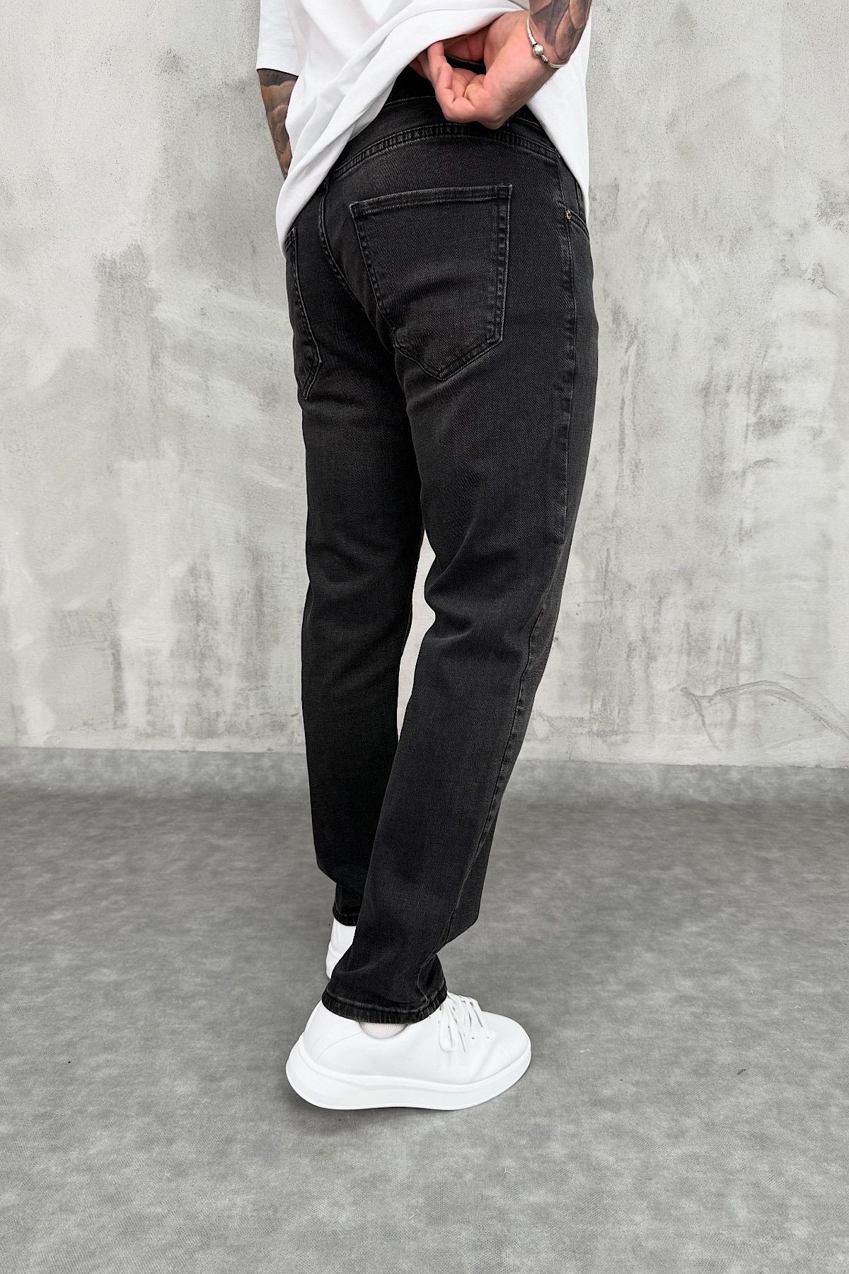 Koyu Gri Eskitme Regulat Fit Pantolon