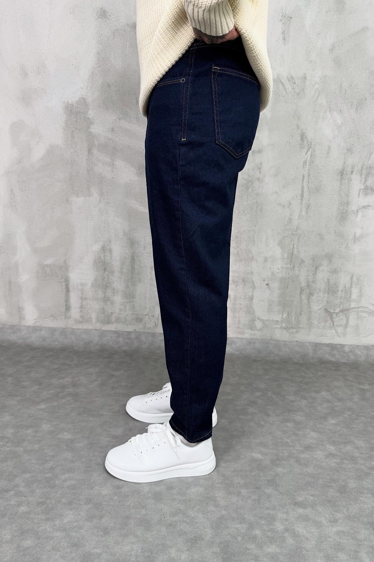 Koyu Lacivert Basic Boyfriend Jean