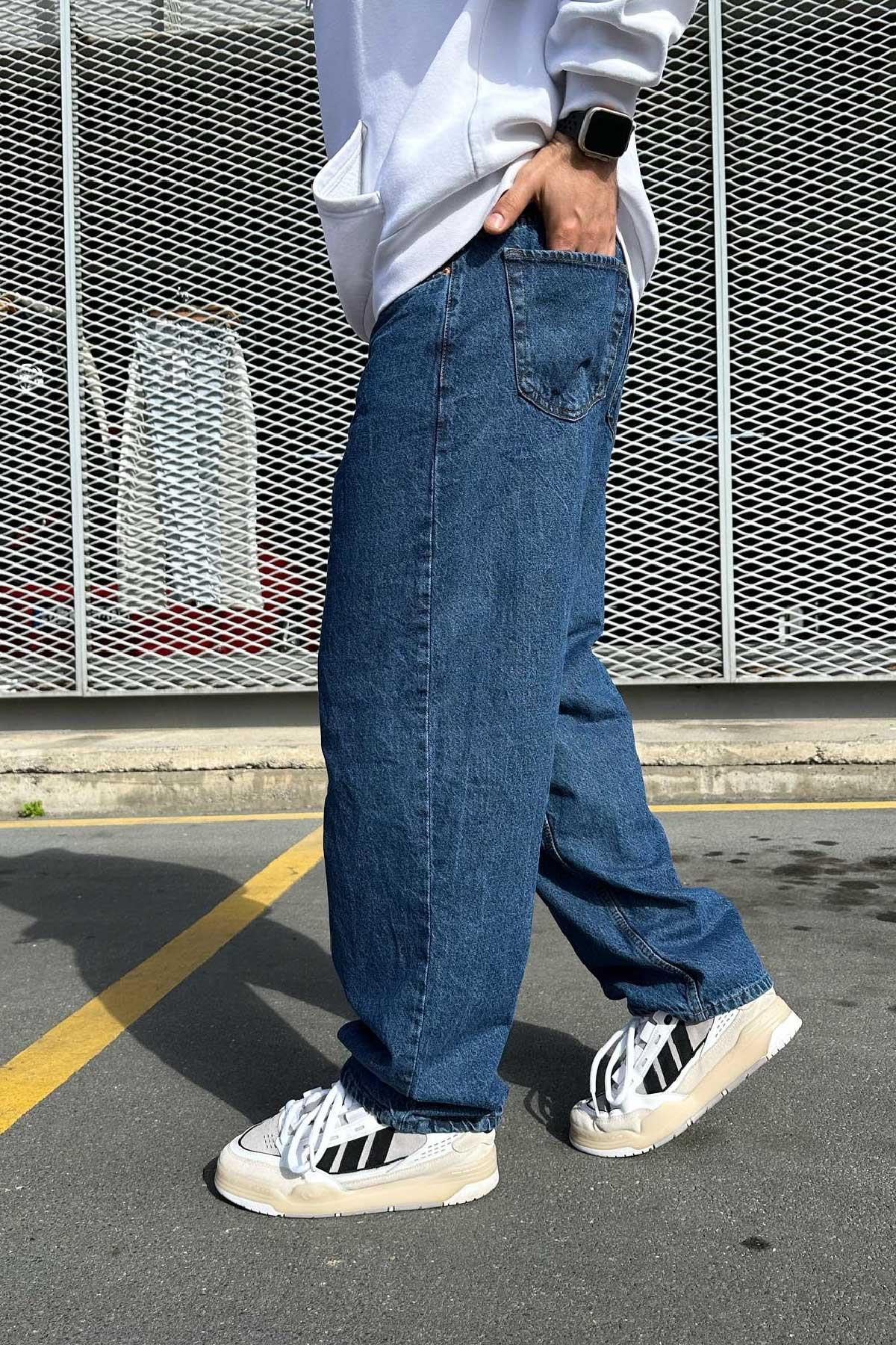 Koyu Mavi Bol Kalıp Baggy Pantolon