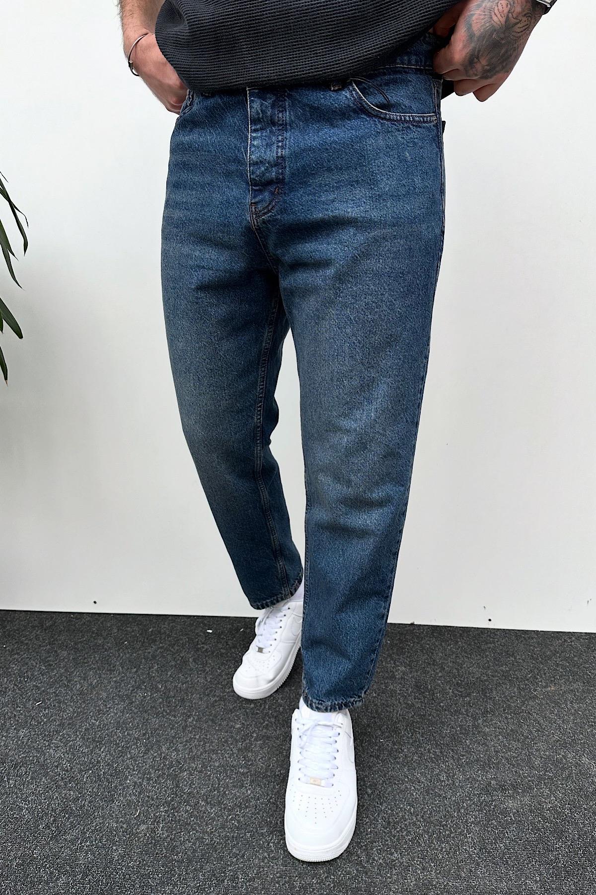 Koyu Mavi Boyfriend Jean