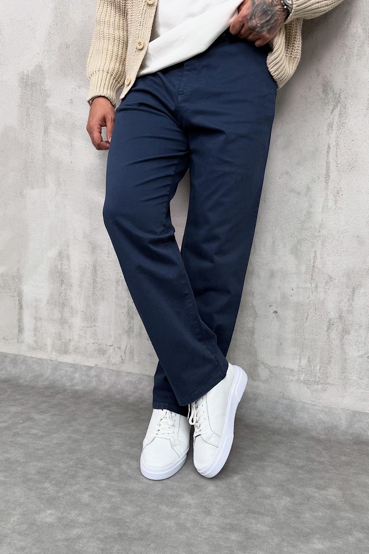 Lacivert Baggy Gabardin Pantolon