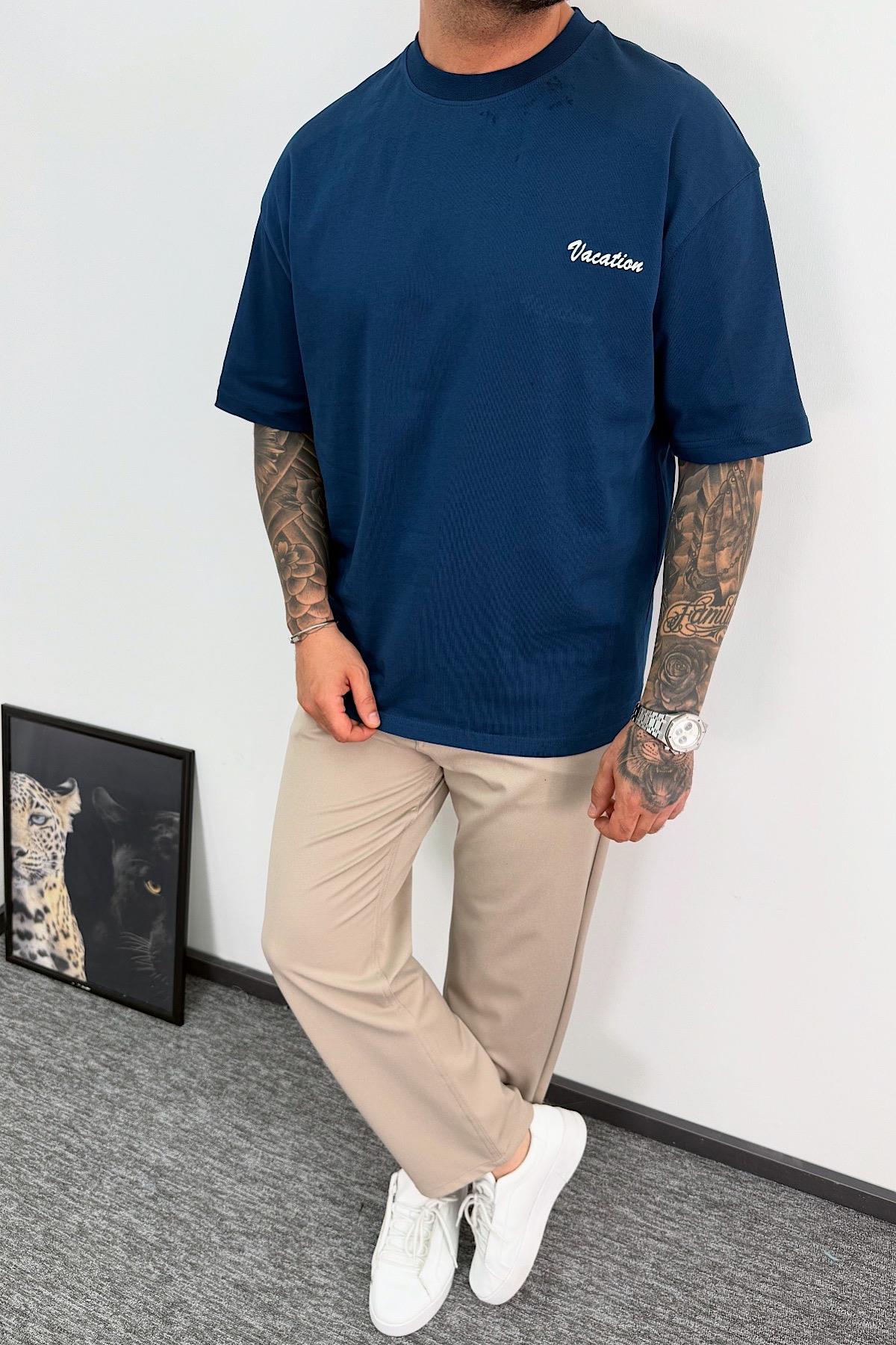 Lacivert Baskılı T-Shirt