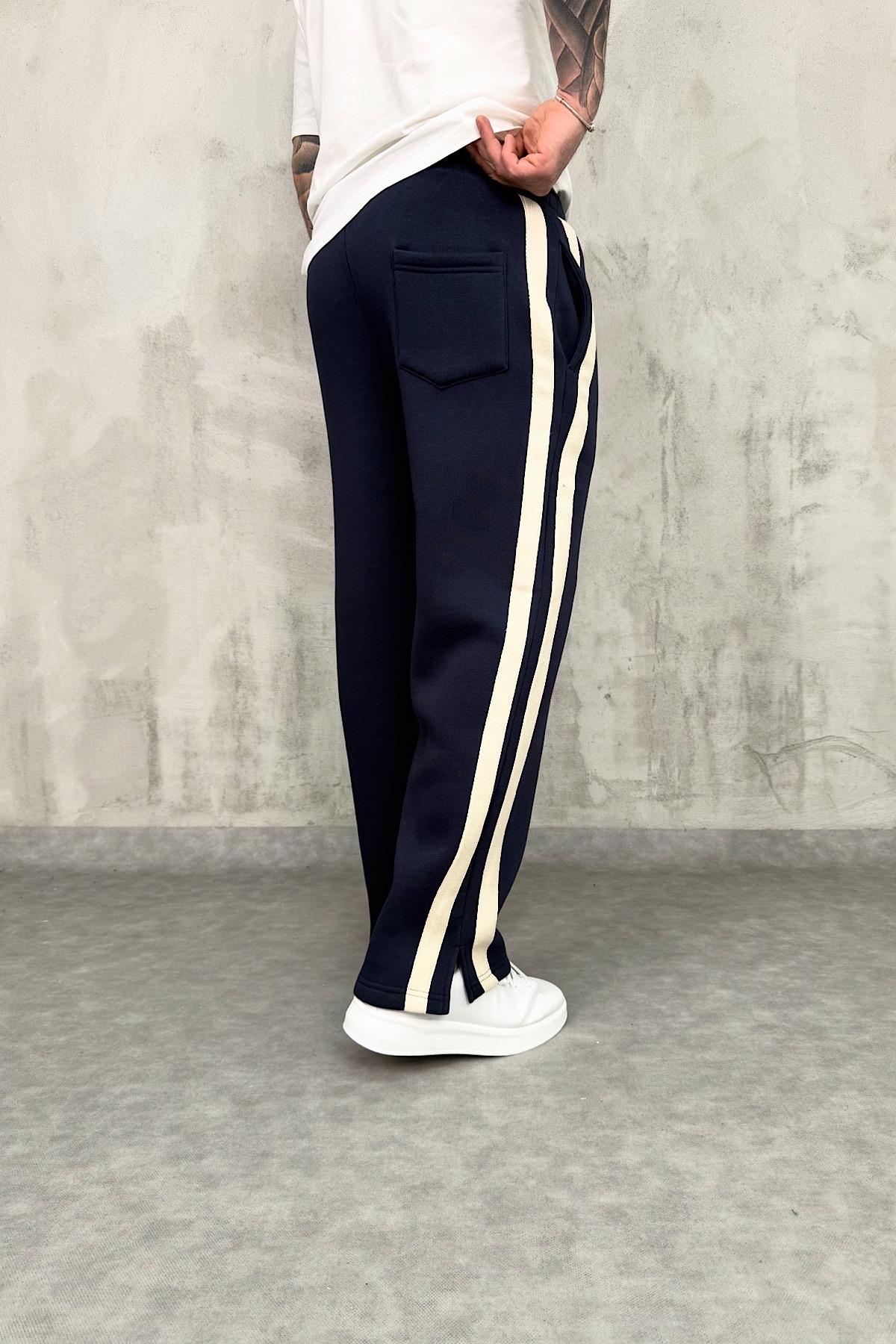 Lacivert Şerit Detaylı Baggy Eşofman