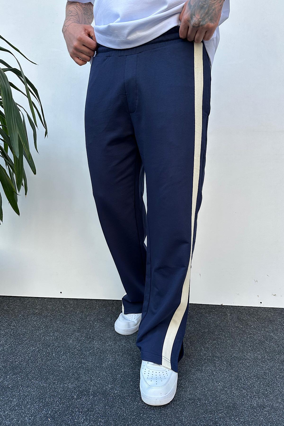 Lacivert Şerit Detaylı Baggy Eşofman